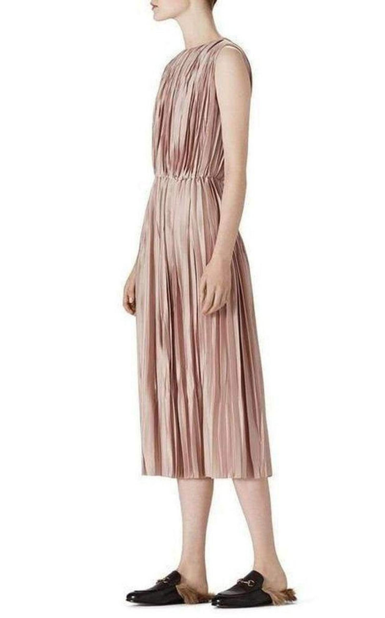 Pink Poly Satin Plissé Dress Gucci