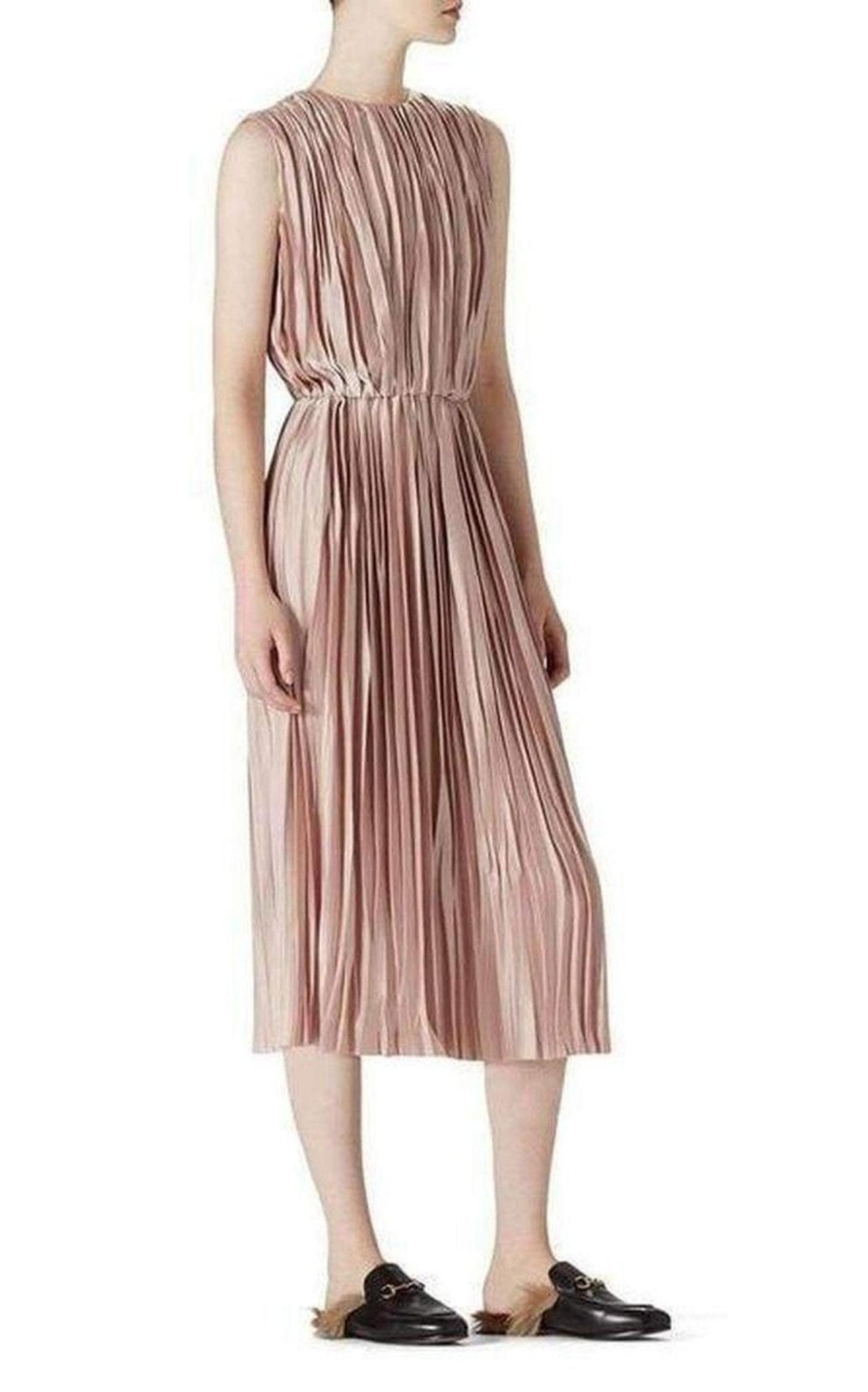 Gucci Pink Poly Satin Plisse Dress - Runway Catalog