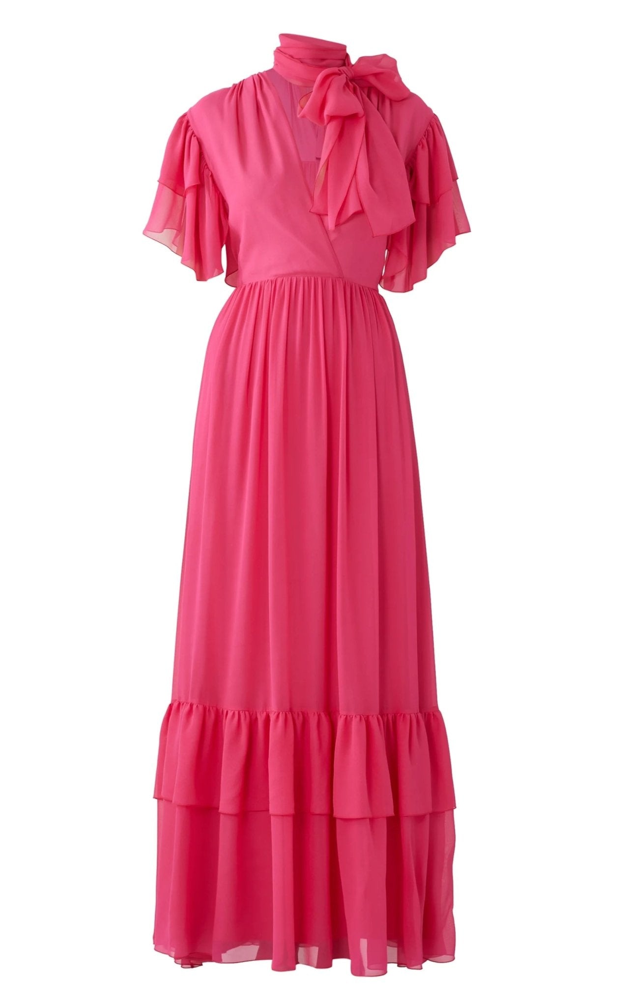 Gucci Pink Ruffle Silk Georgette Dress - Runway Catalog