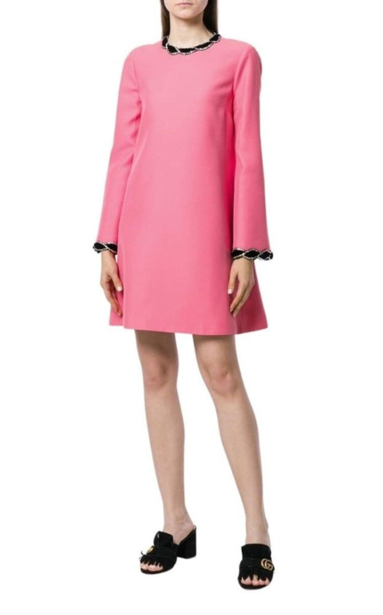 Gucci Pink Velvet Trim Dress - Runway Catalog