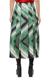 Pleated Chevron Print Silk Skirt Gucci