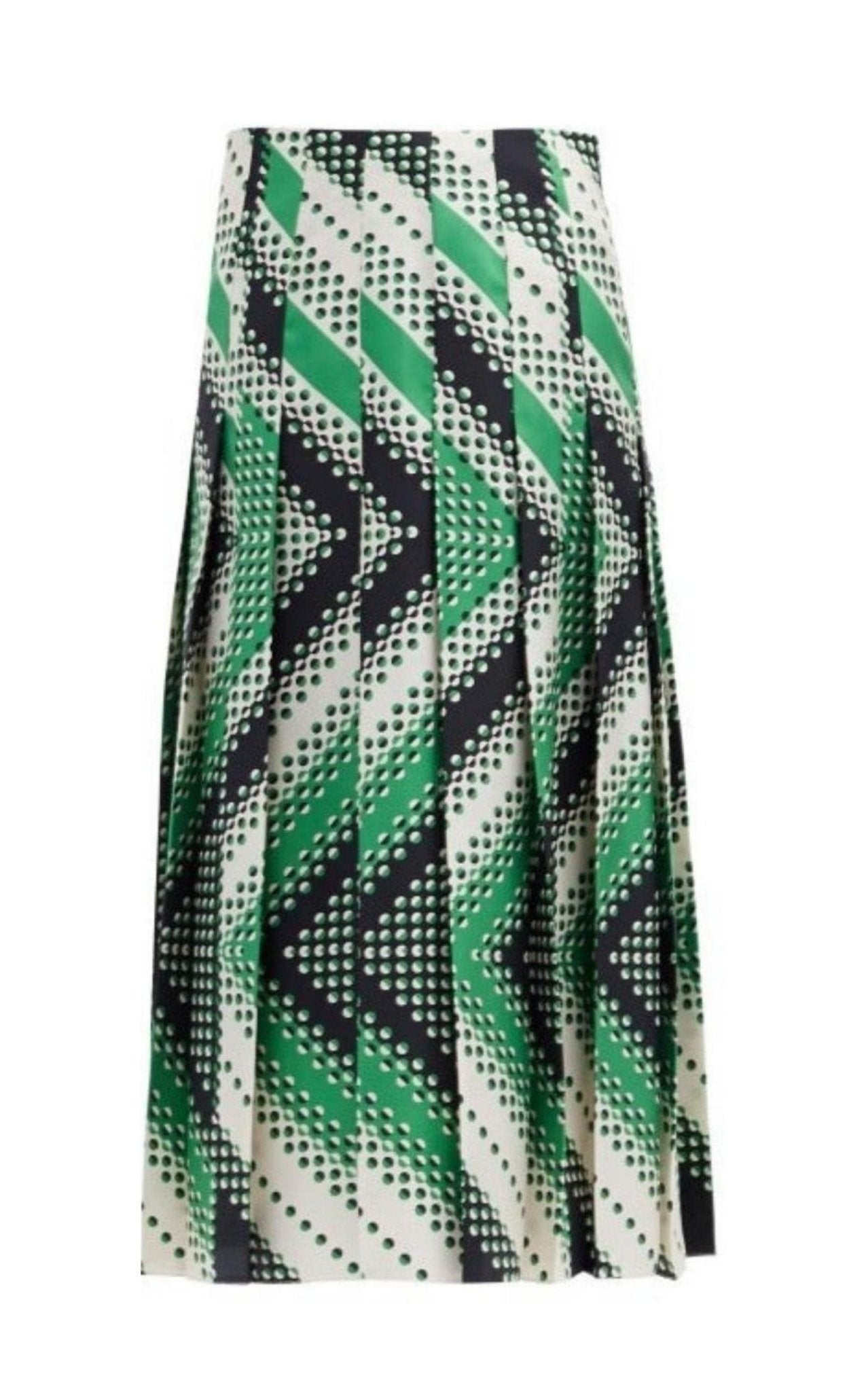 Gucci Pleated Chevron Print Silk Skirt - Runway Catalog