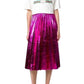 Pleated Metallic Leather Midi Skirt Gucci