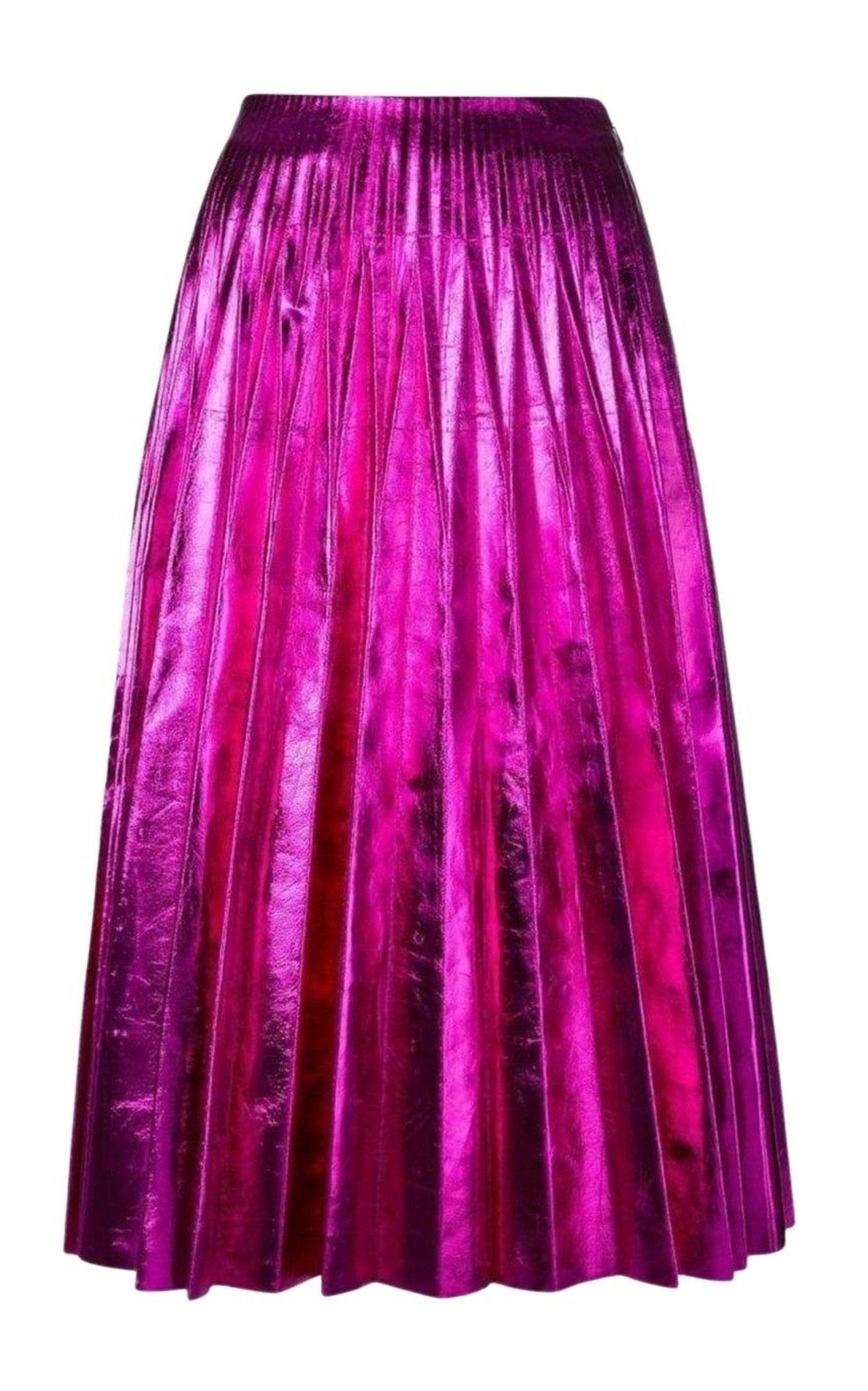Gucci Pleated Metallic Leather Midi Skirt - Runway Catalog
