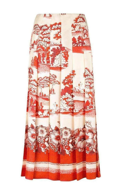 Porcelain Garden Print Midi Skirt Gucci