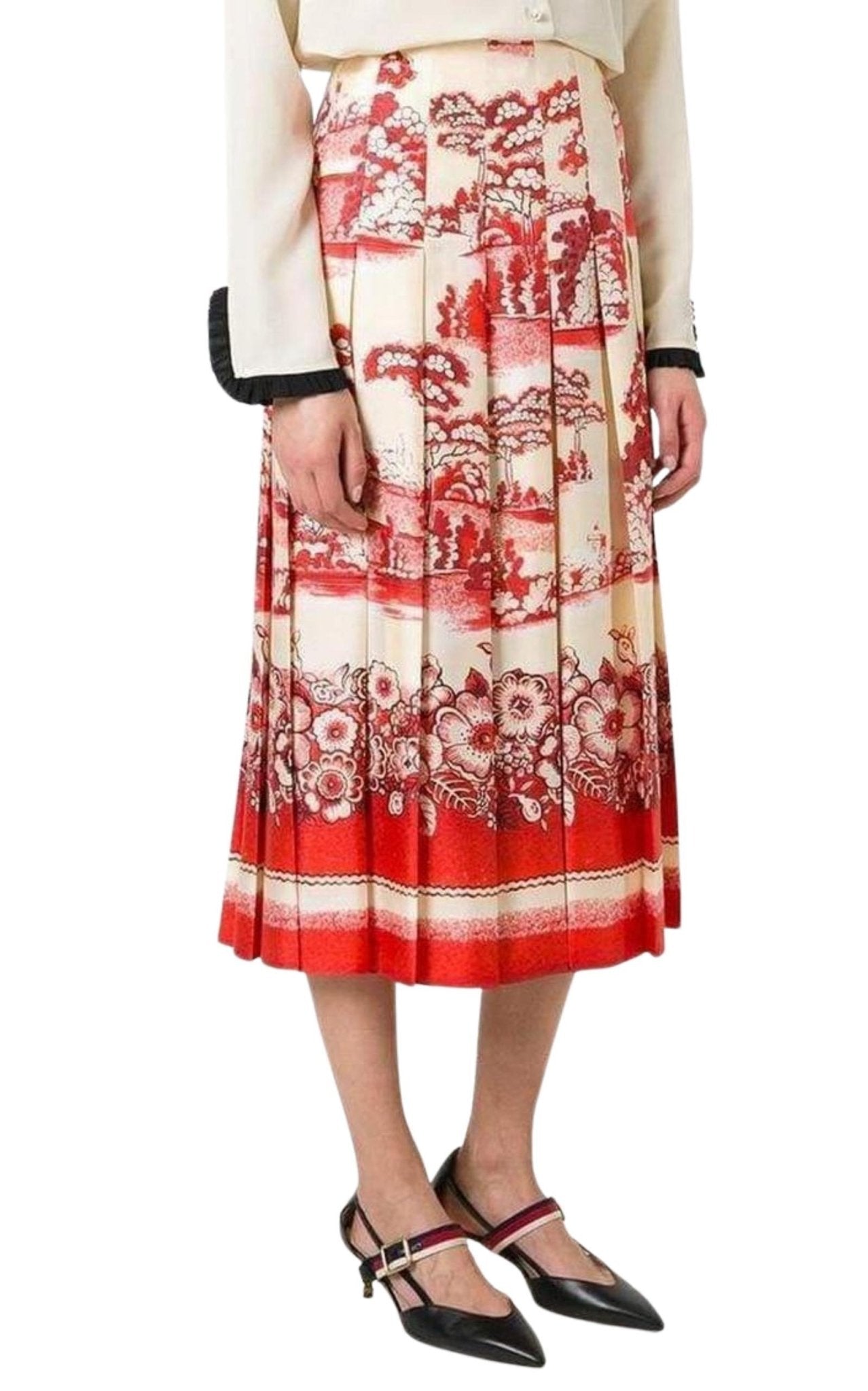 Gucci Porcelain Garden Print Midi Skirt - Runway Catalog