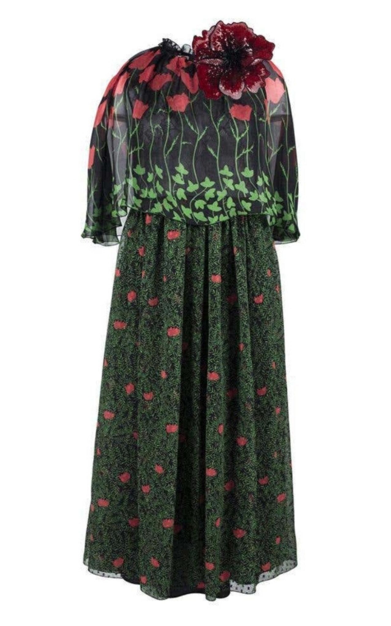 Gucci Printed Fil Coupe Cape Dress - Runway Catalog