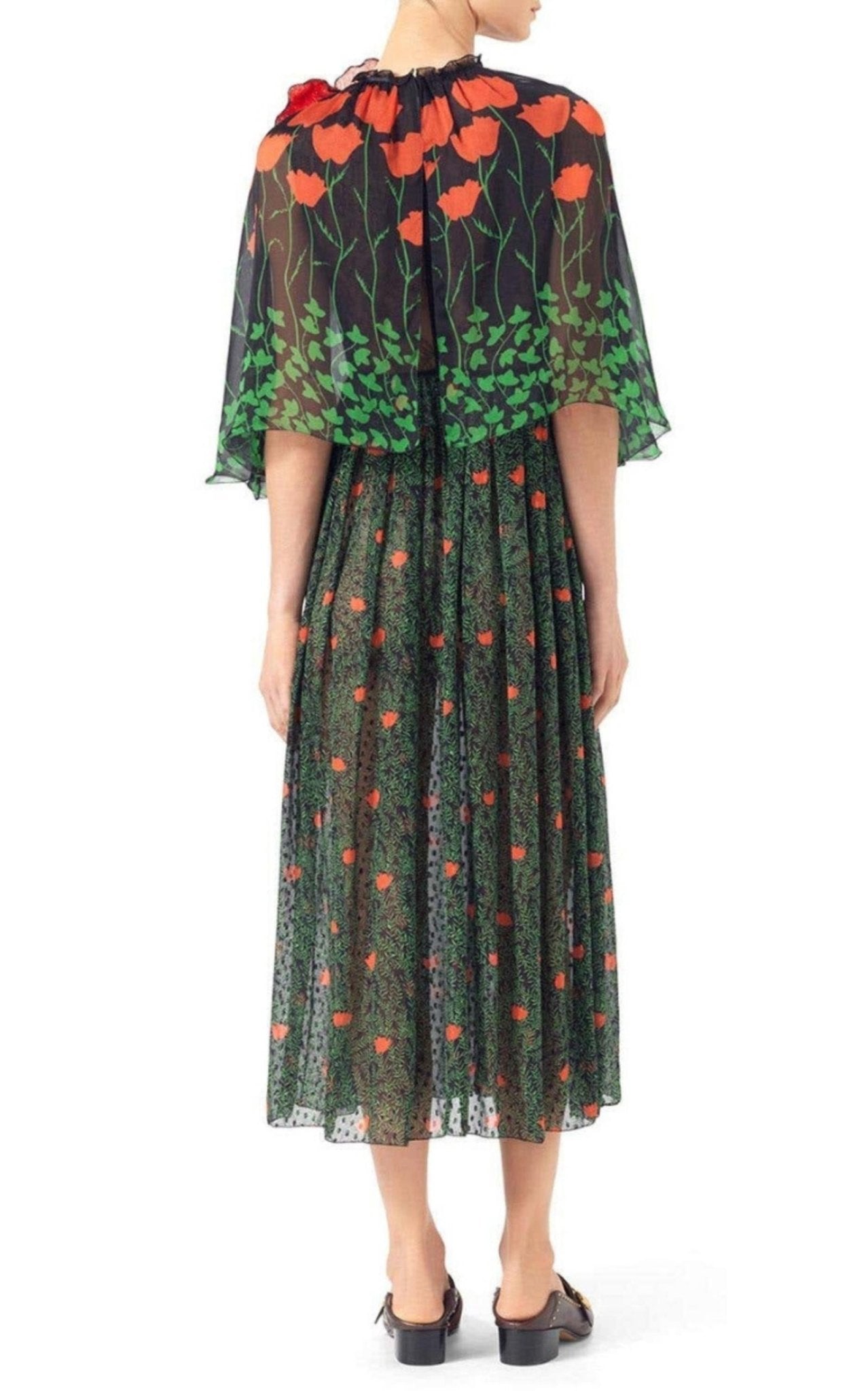 Gucci Printed Fil Coupe Cape Dress - Runway Catalog