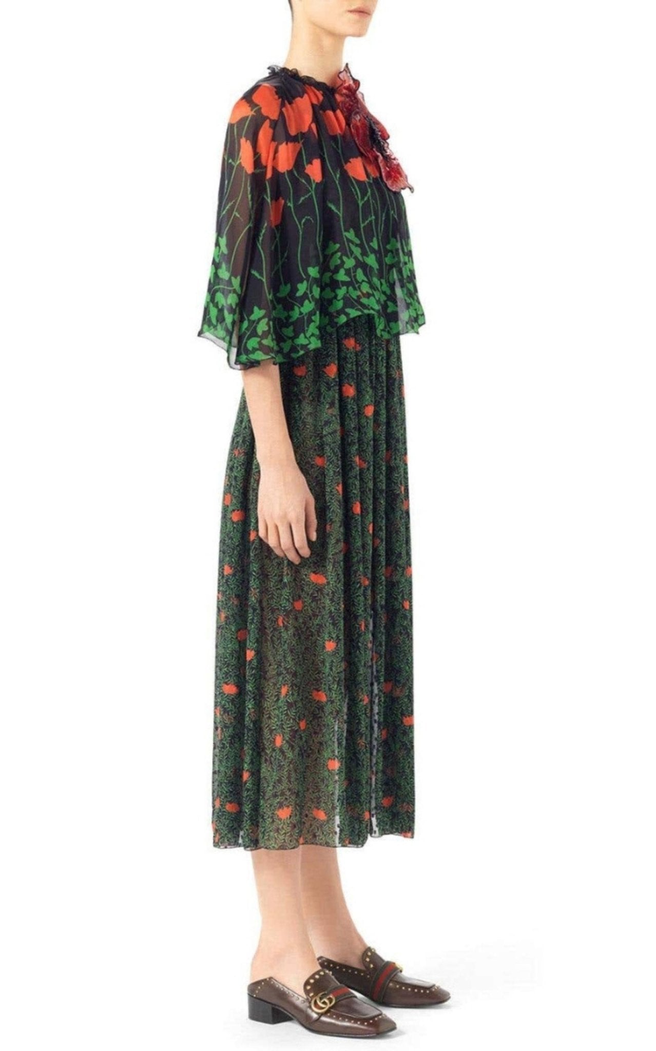 Gucci Printed Fil Coupe Cape Dress - Runway Catalog