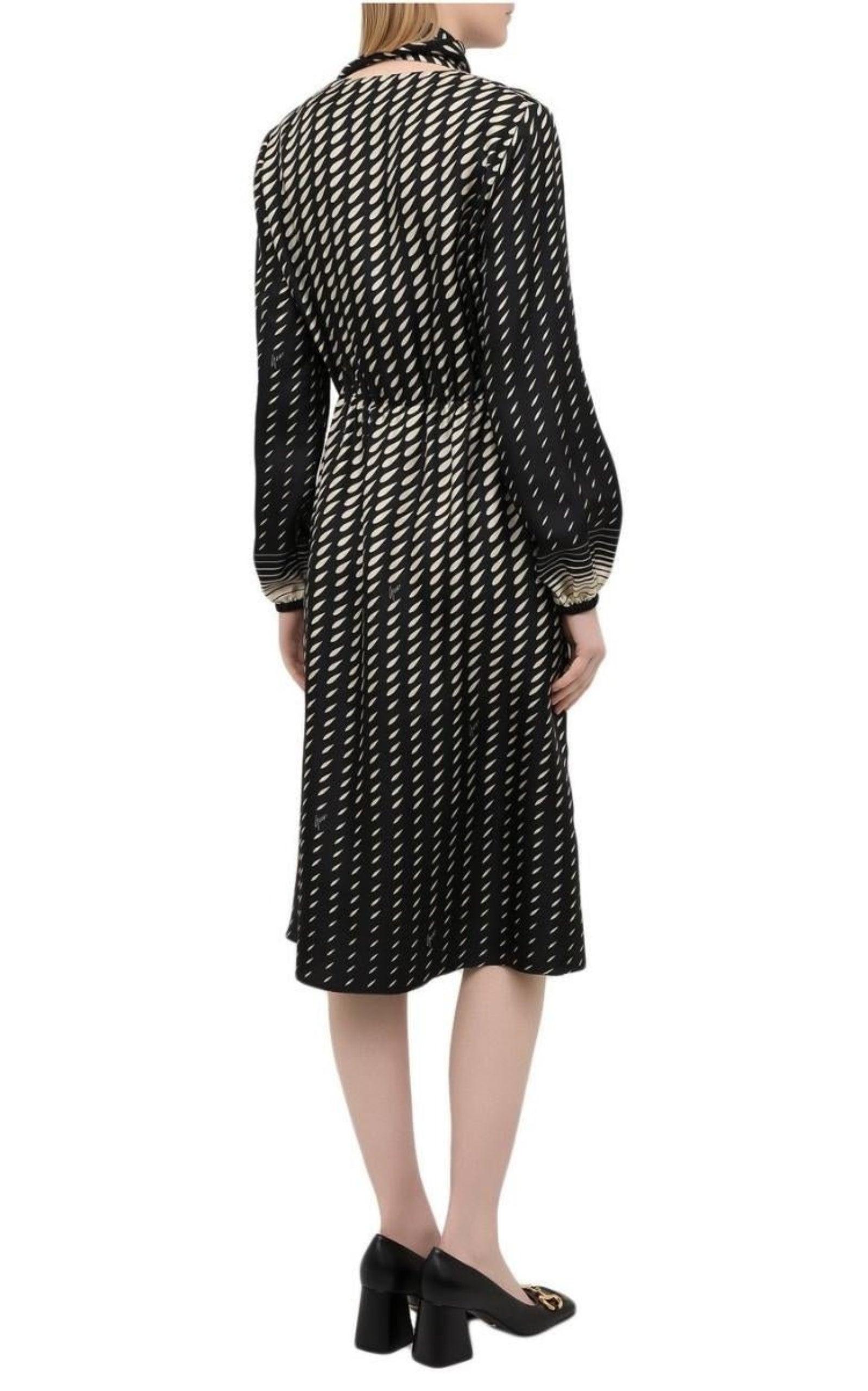 Printed Scarf Belted Wrap Dress Gucci