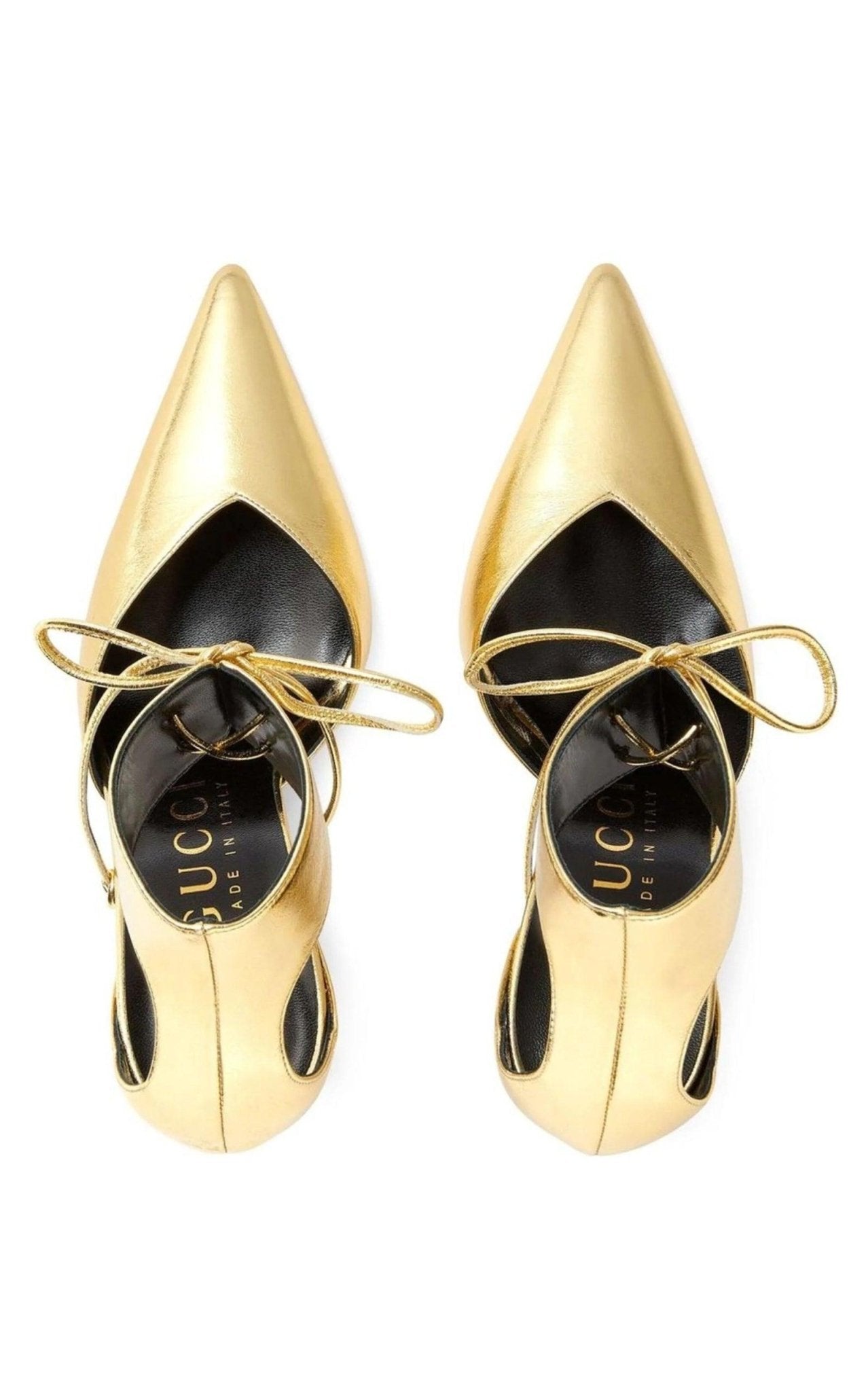 Gucci Priscilla Glossed - Leather Pumps in Gold - Runway Catalog