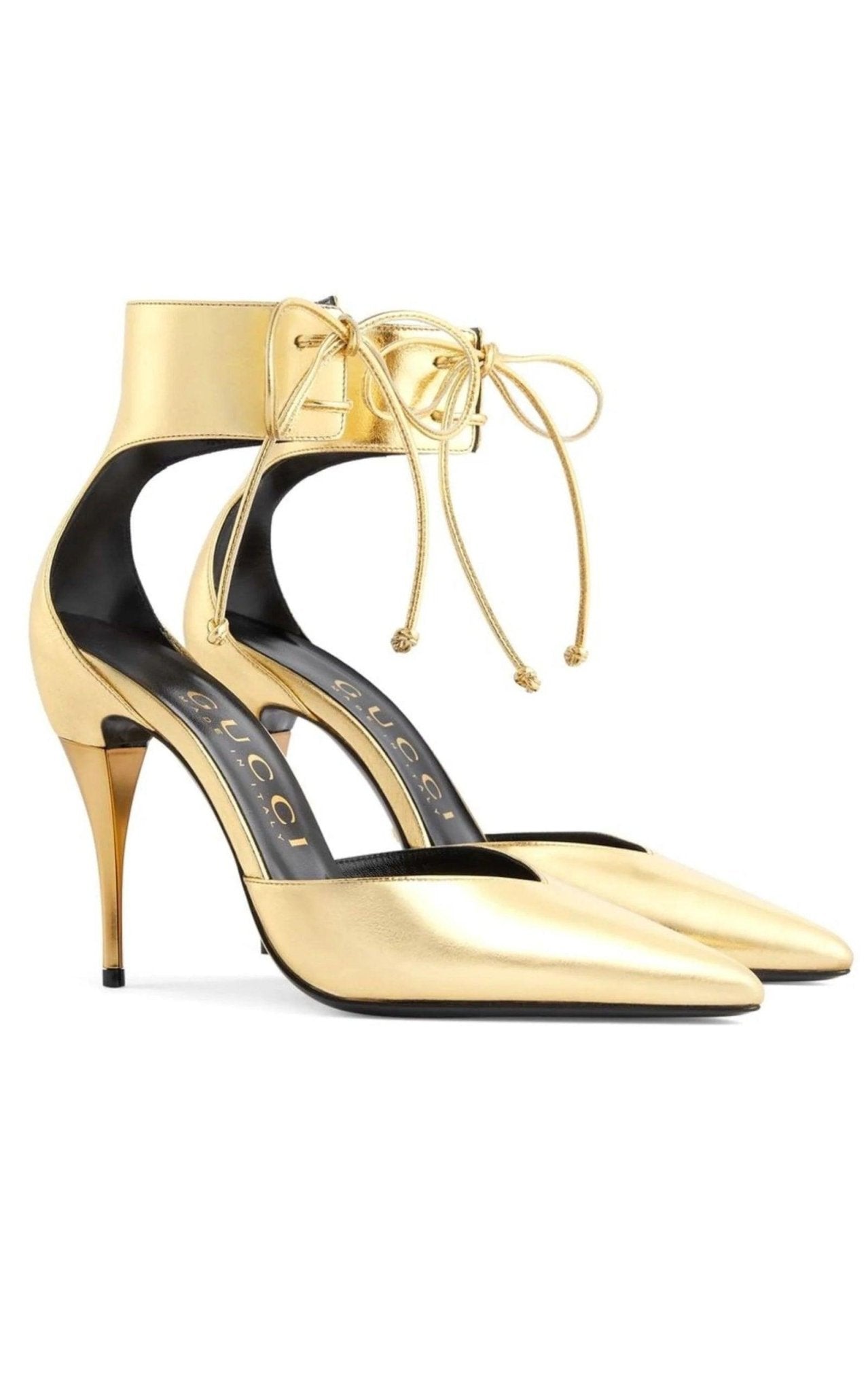 Gucci Priscilla Glossed - Leather Pumps in Gold - Runway Catalog