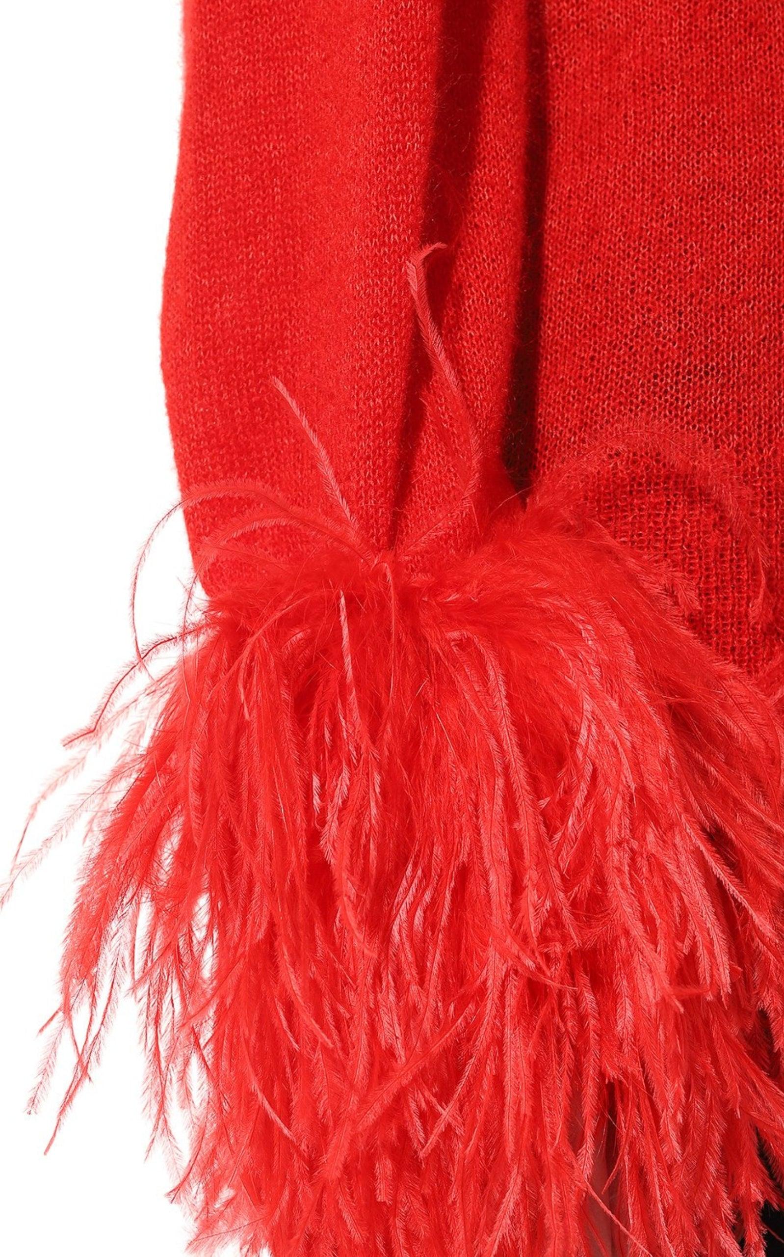 Red Feather Cuff Mohair Sweater Gucci