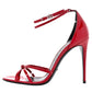 Gucci Red Patent Leather Sandals Double G Ankle Strap