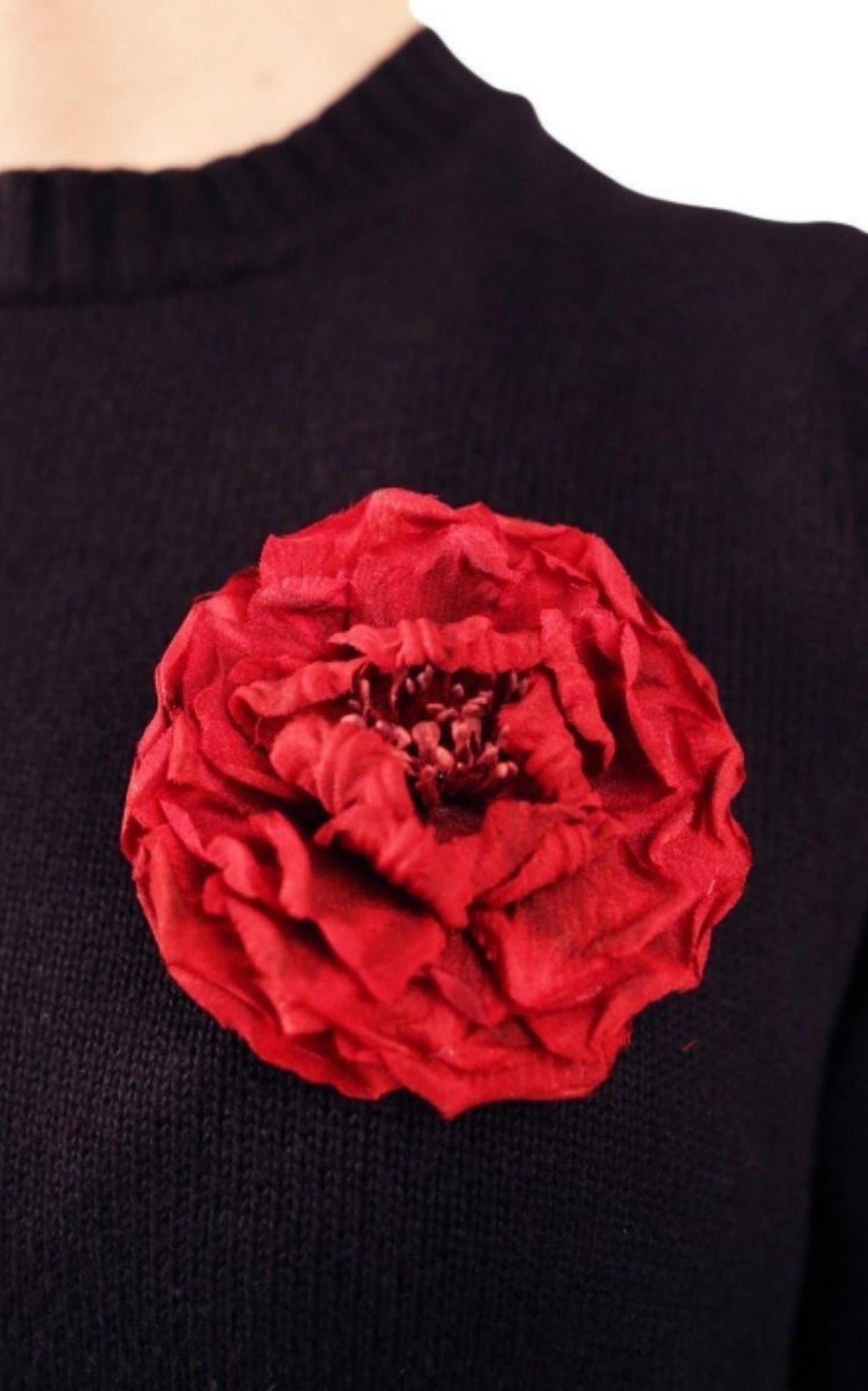 Red Silk Flower Brooch Gucci