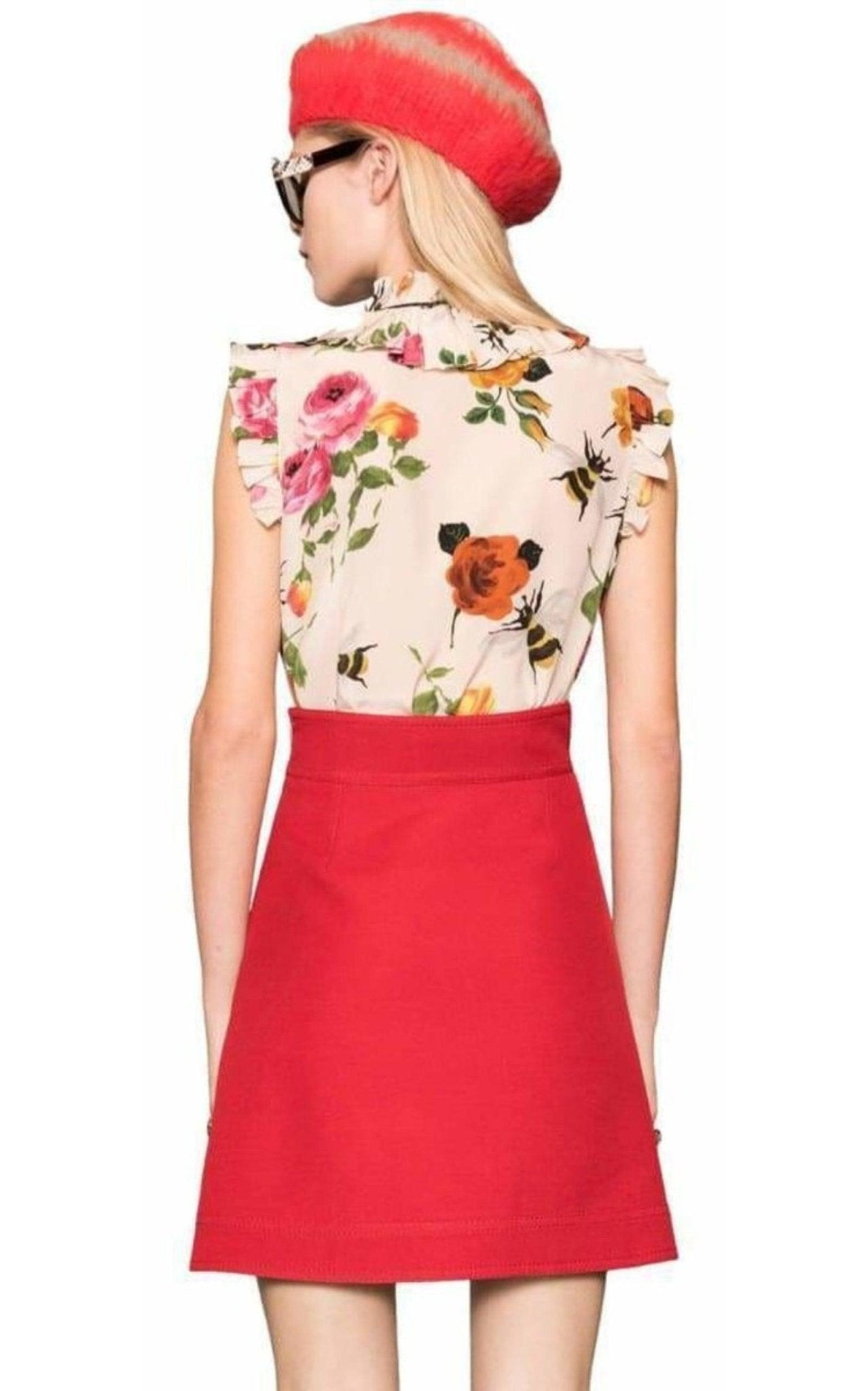 Gucci Rose Print Ivory Silk Shirt - Runway Catalog