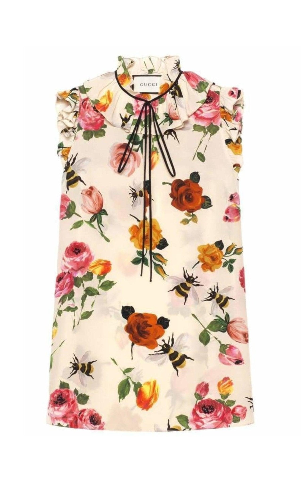 Gucci Rose Print Ivory Silk Shirt - Runway Catalog