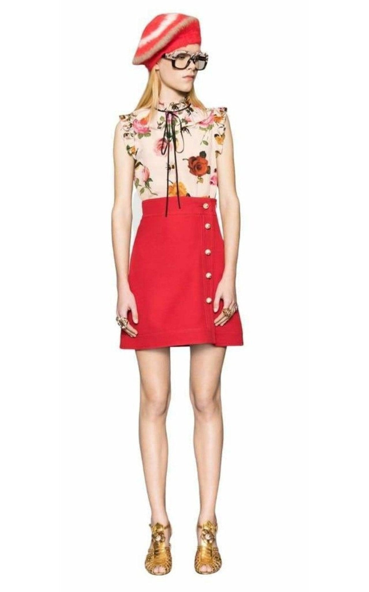 Gucci Rose Print Ivory Silk Shirt - Runway Catalog