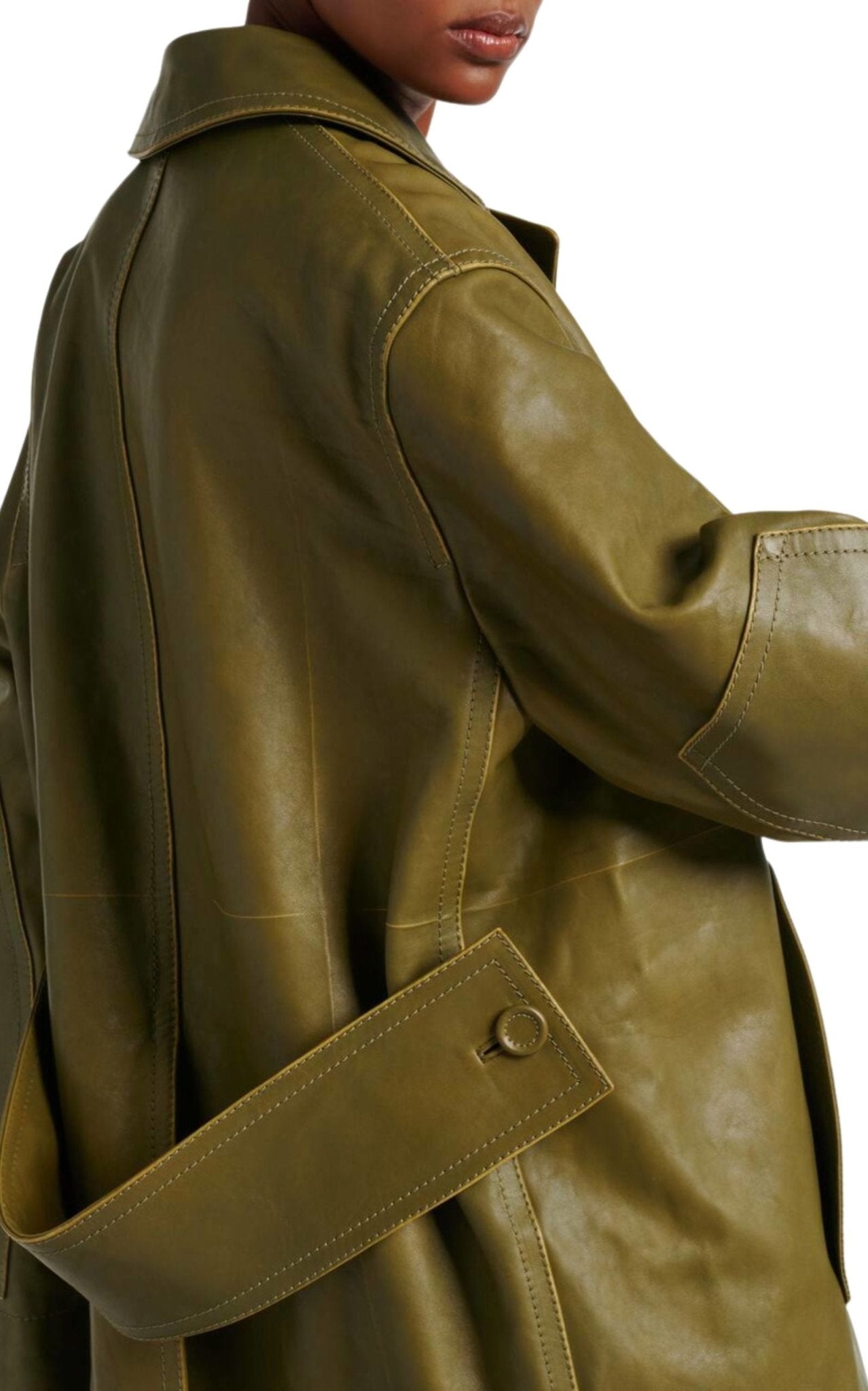 Gucci Runway Military Green Leather Overcoat - Winter 2024 Collection - Runway Catalog