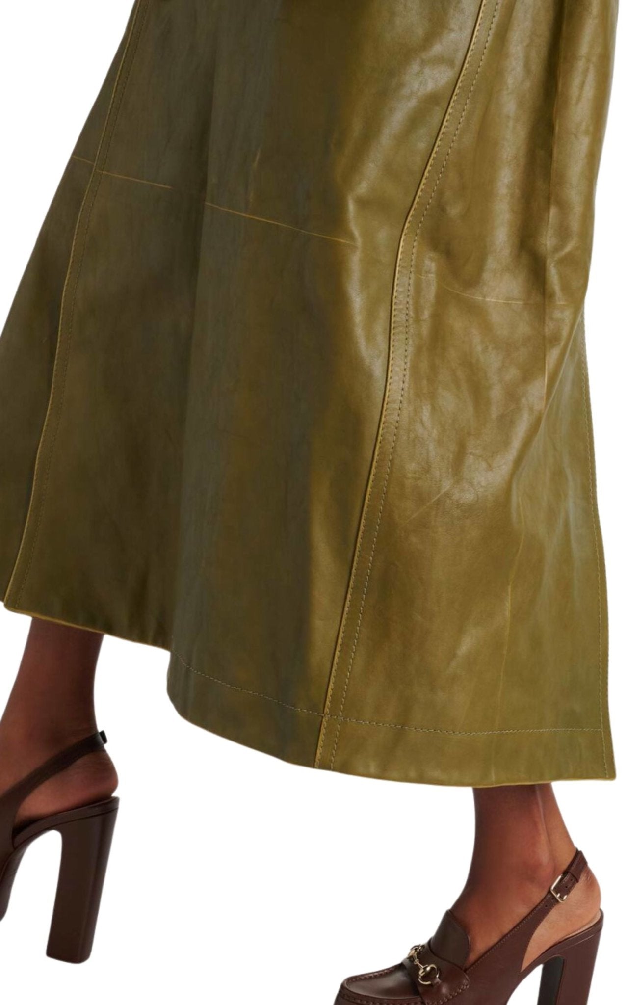 Gucci Runway Military Green Leather Overcoat - Winter 2024 Collection - Runway Catalog