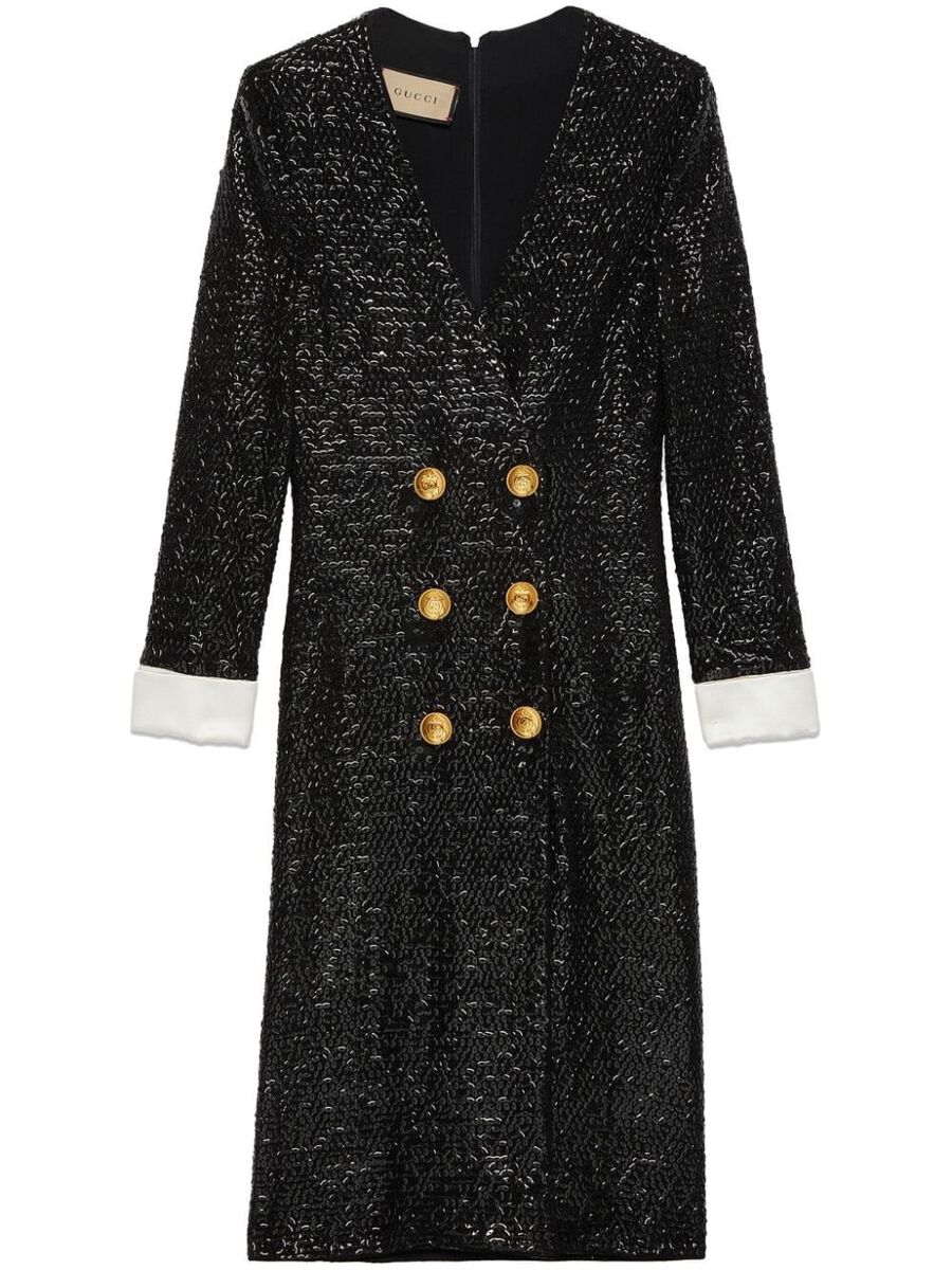 Gucci Sequin - embellished V - neck Midi Dress - Runway Catalog