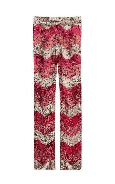 Gucci Sequin Snake Straight Leg Pants in Red - Runway Catalog