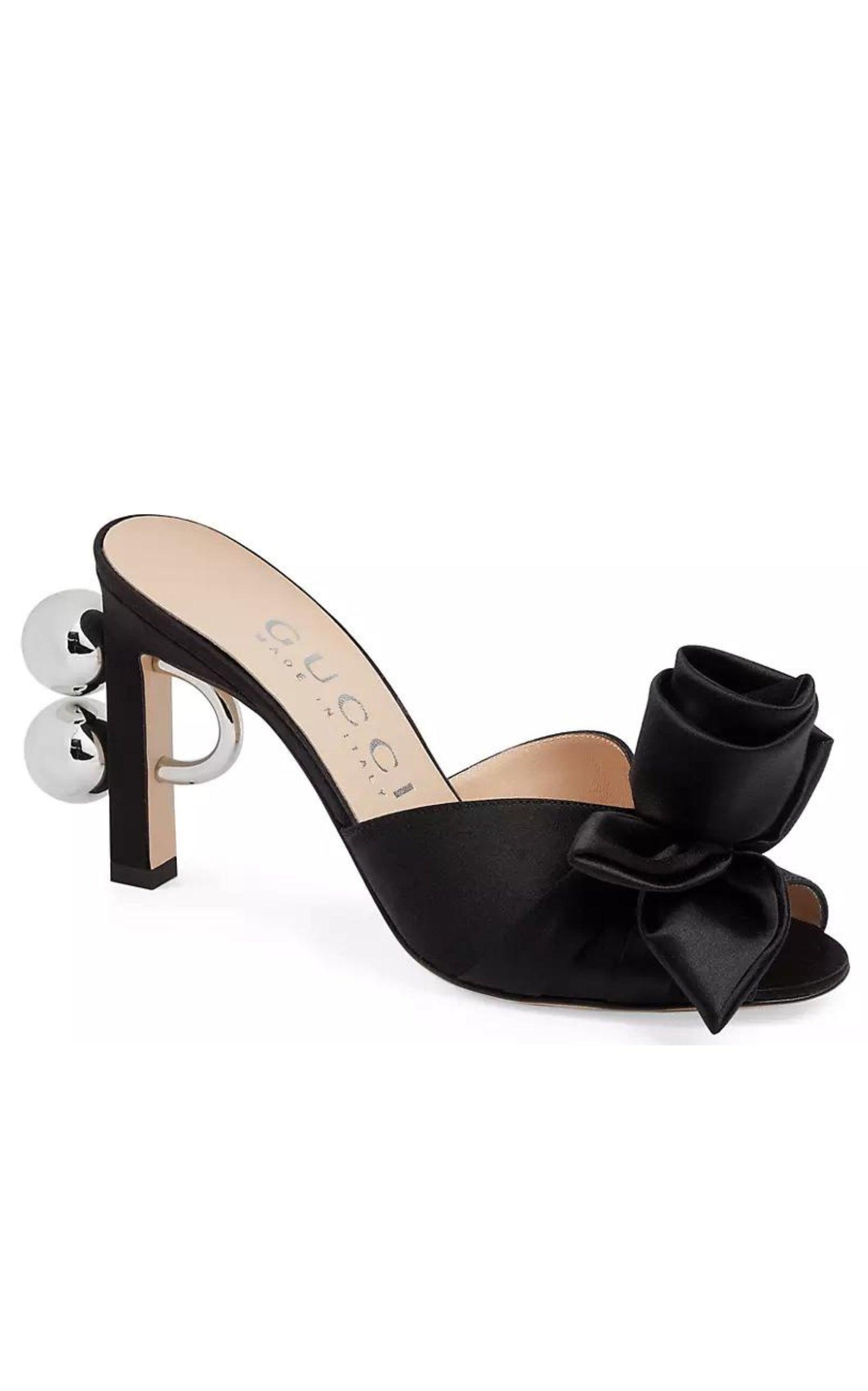 Gucci Shawana Satin Flower Mules in Black Runway Catalog