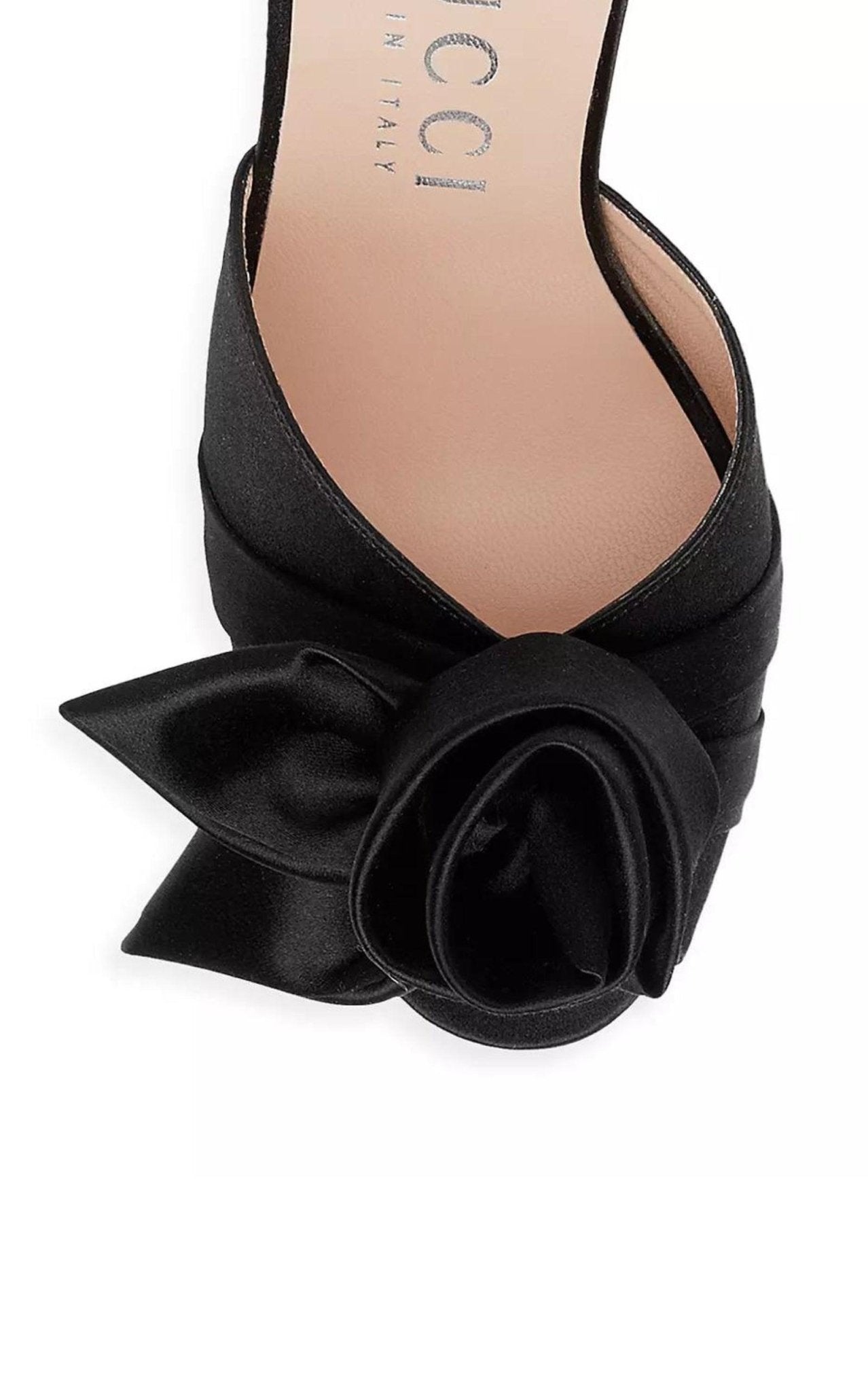 Gucci Shawana Satin Flower Mules in Black - Runway Catalog