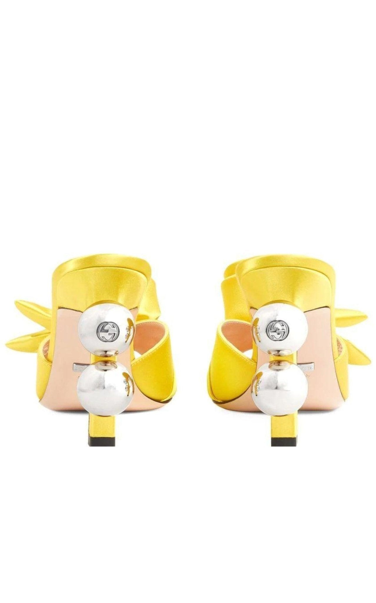 Gucci Shawana Satin Flower Mules in Yellow - Runway Catalog