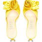 Shawana Satin Flower Mules in Yellow Gucci