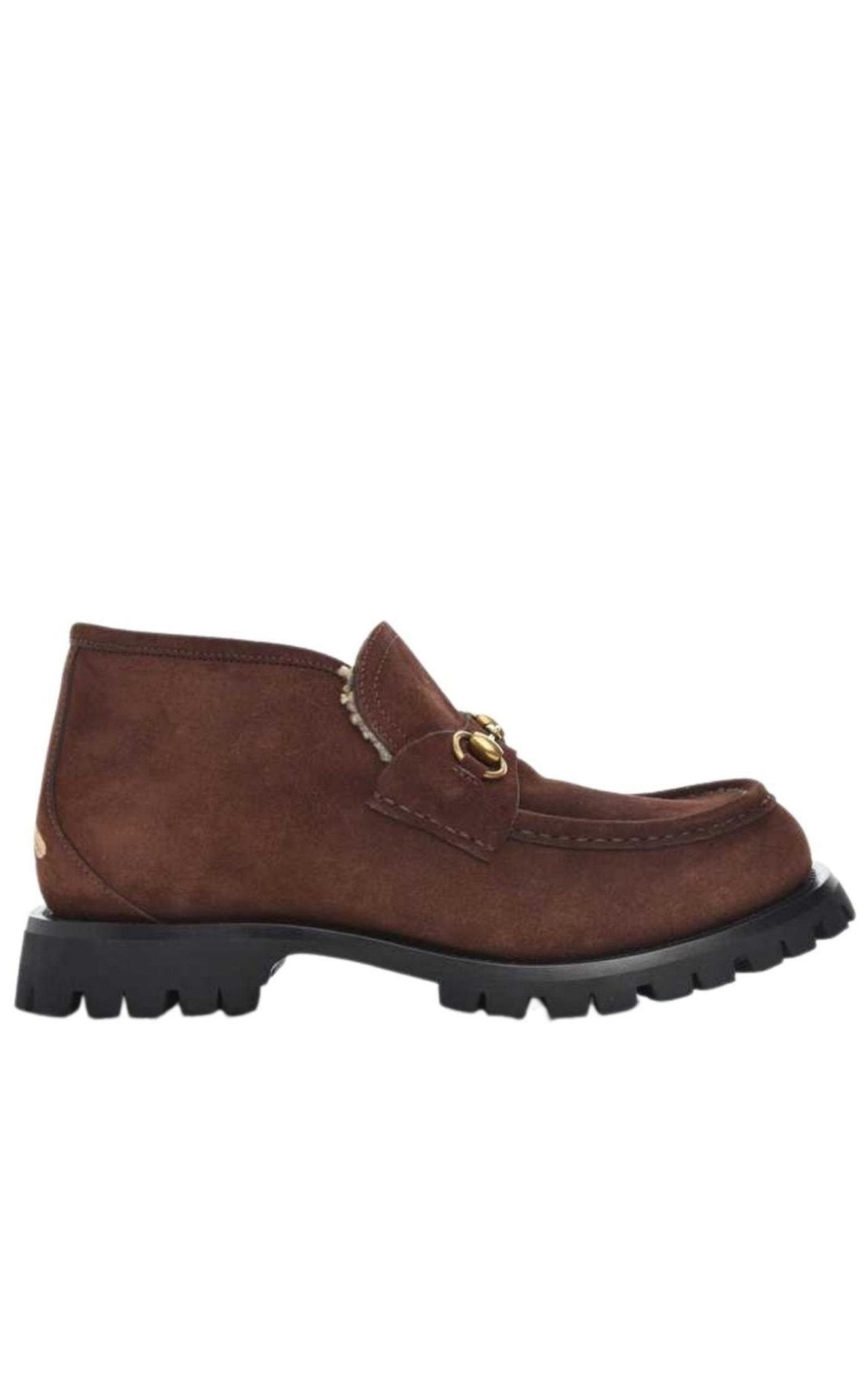 Gucci Shearling Harald Horsebit Ankle Boots - Runway Catalog