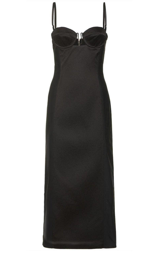 Silk Duchesse Mid-length Dress In Black Gucci