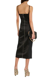 Silk Duchesse Mid-length Dress In Black Gucci