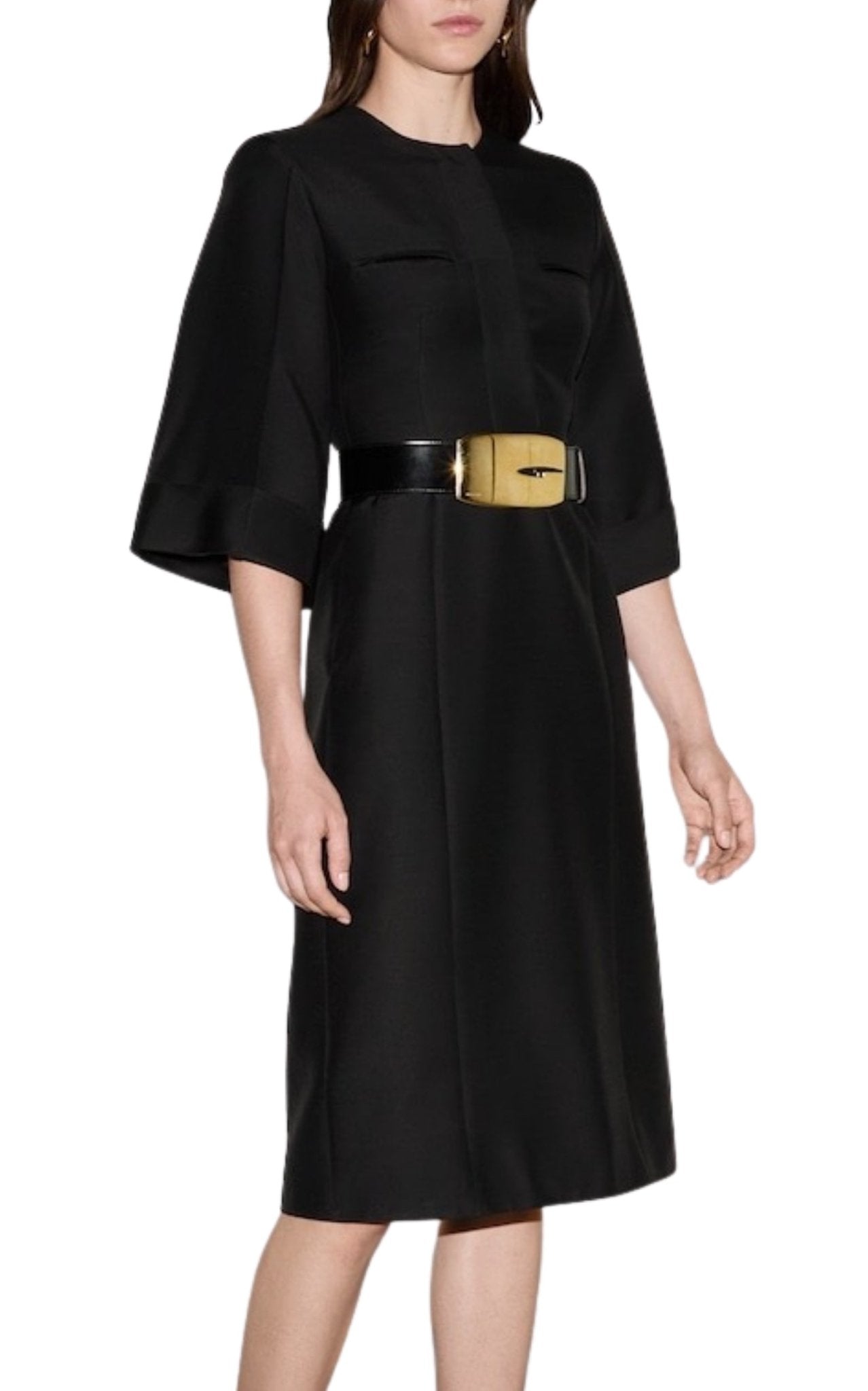 Gucci wool silk midi dress angled view