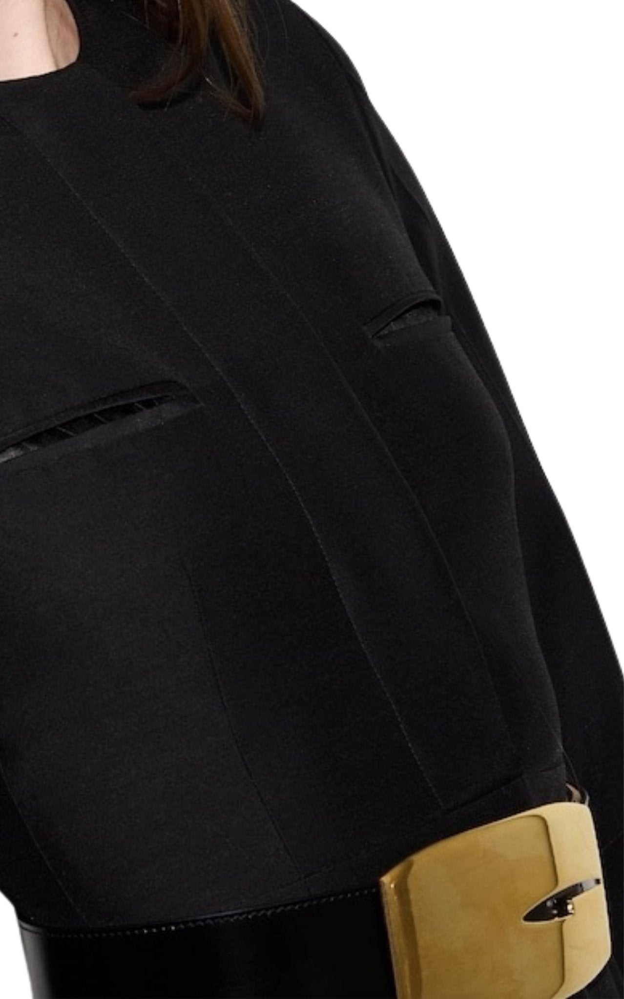 Gucci wool silk midi dress leather G belt detail