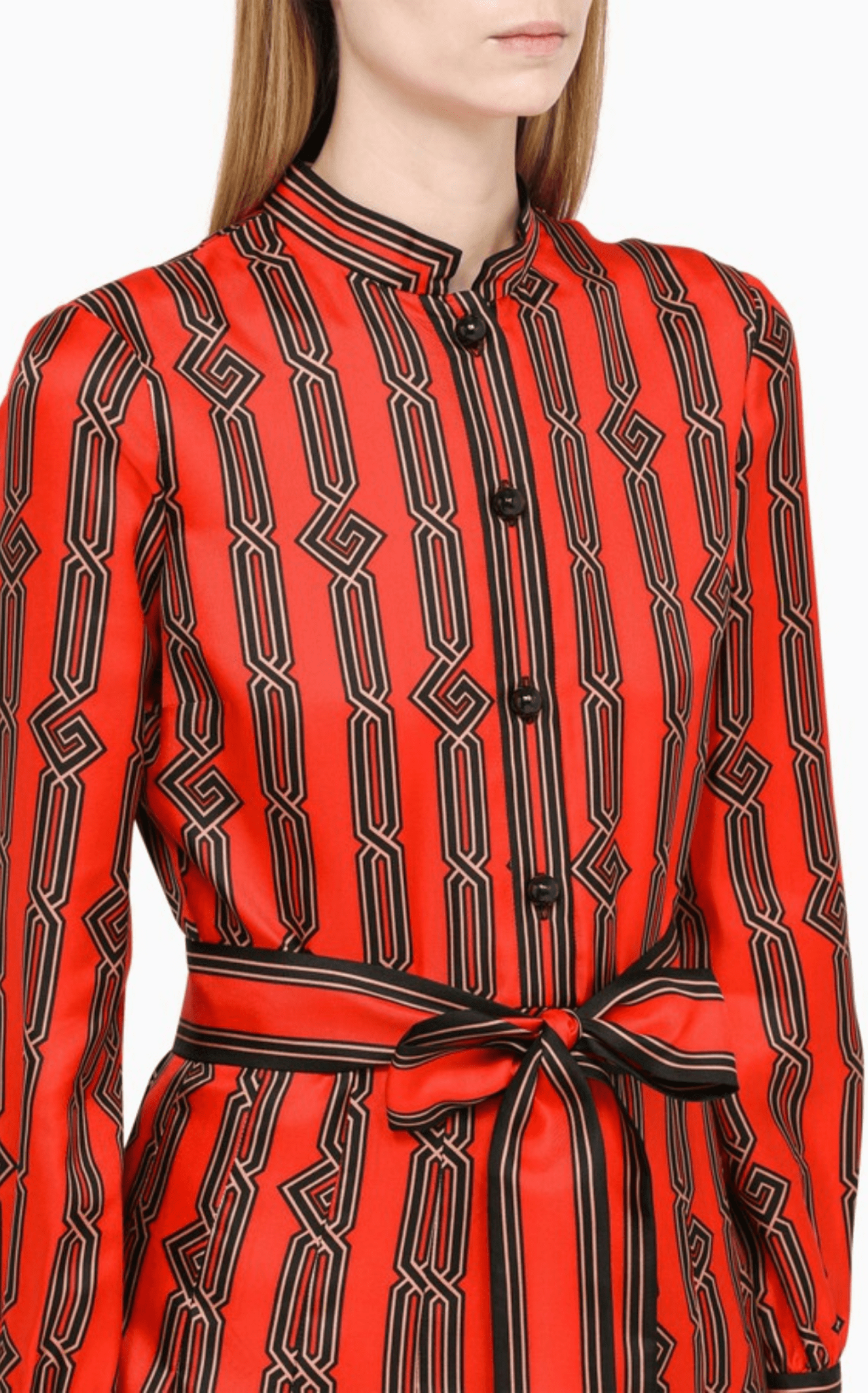 Gucci Square G Chain Print Silk Dress - Runway Catalog
