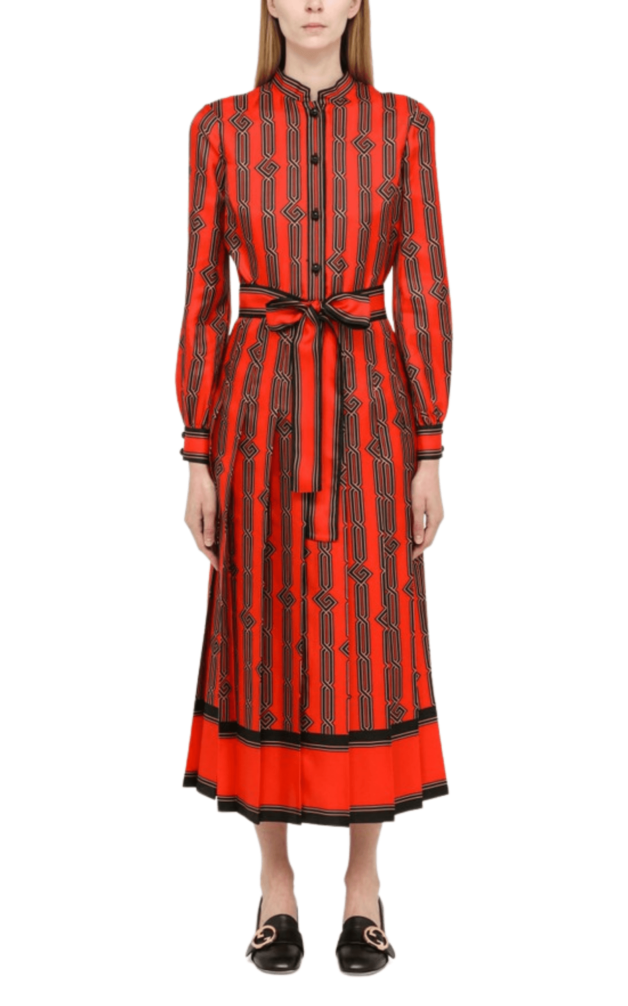 Gucci Square G Chain Print Silk Dress - Runway Catalog