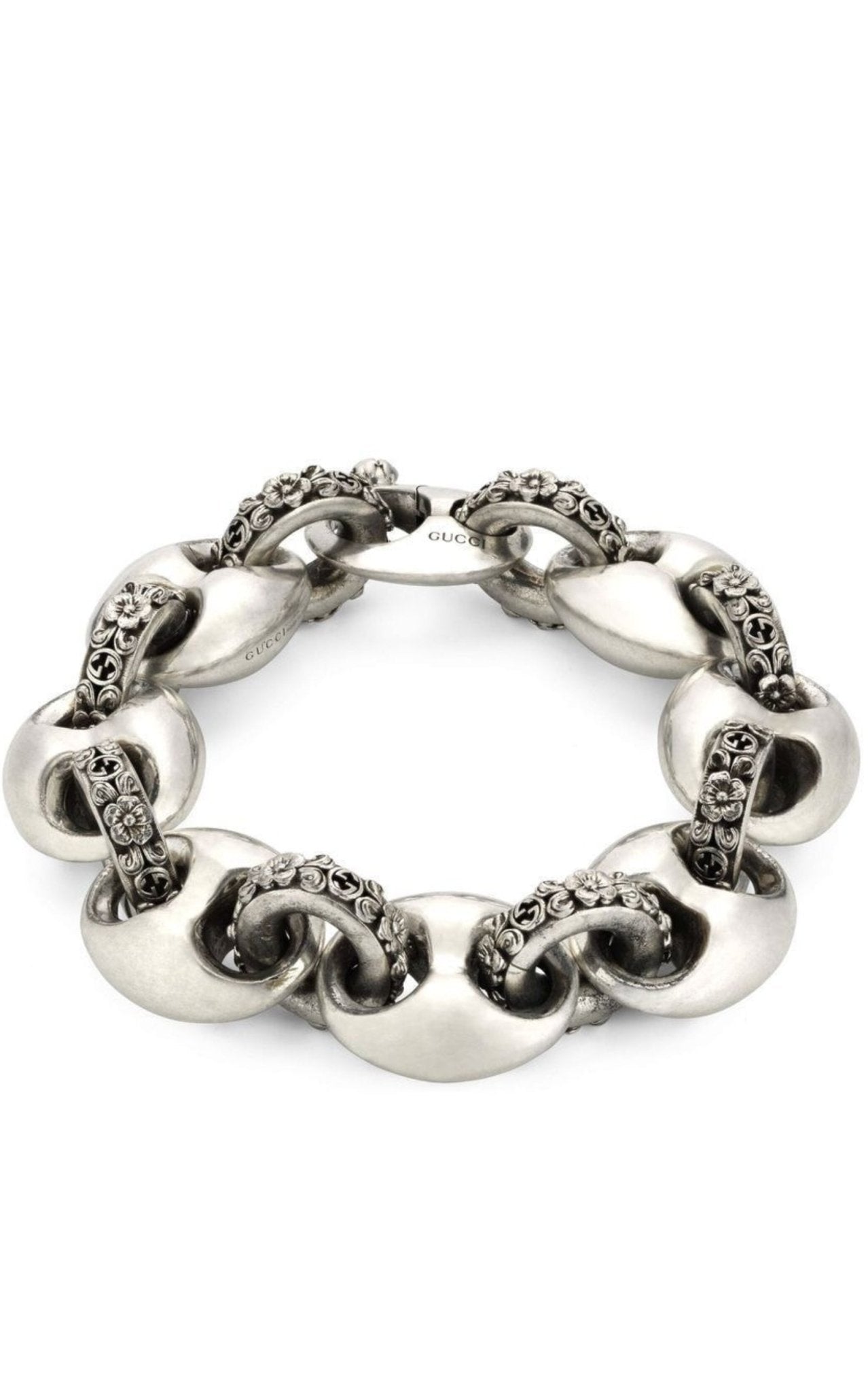 Gucci Sterling Silver Interlocking G Marina Chain Bracelet - Runway Catalog