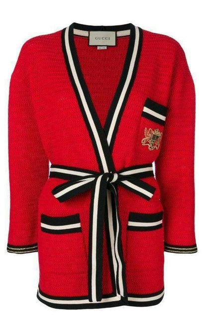 Striped Hem Cardigan Coat Gucci