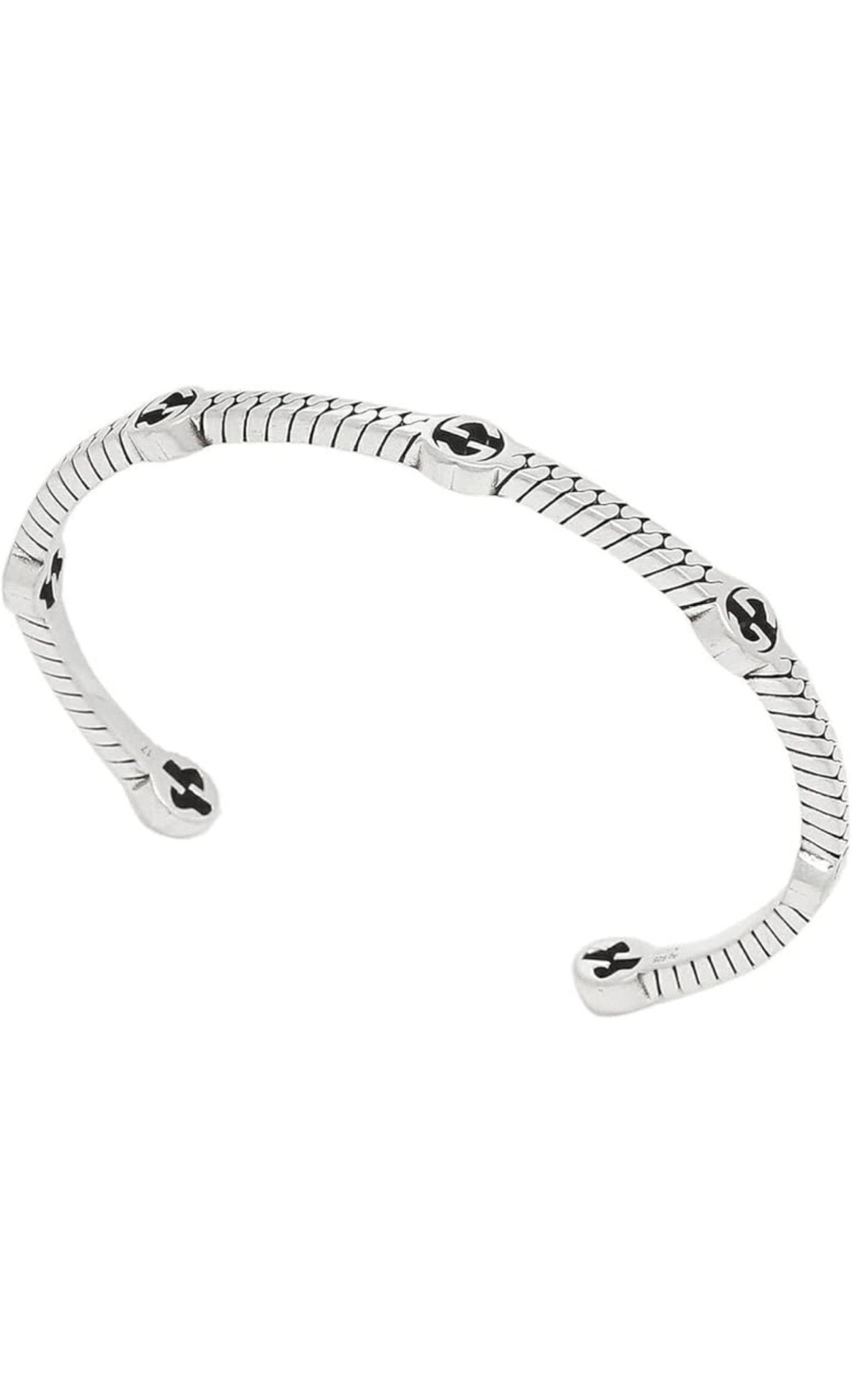 Gucci Thin Interlocking G Sterling Silver Cuff Bracelet - Runway Catalog