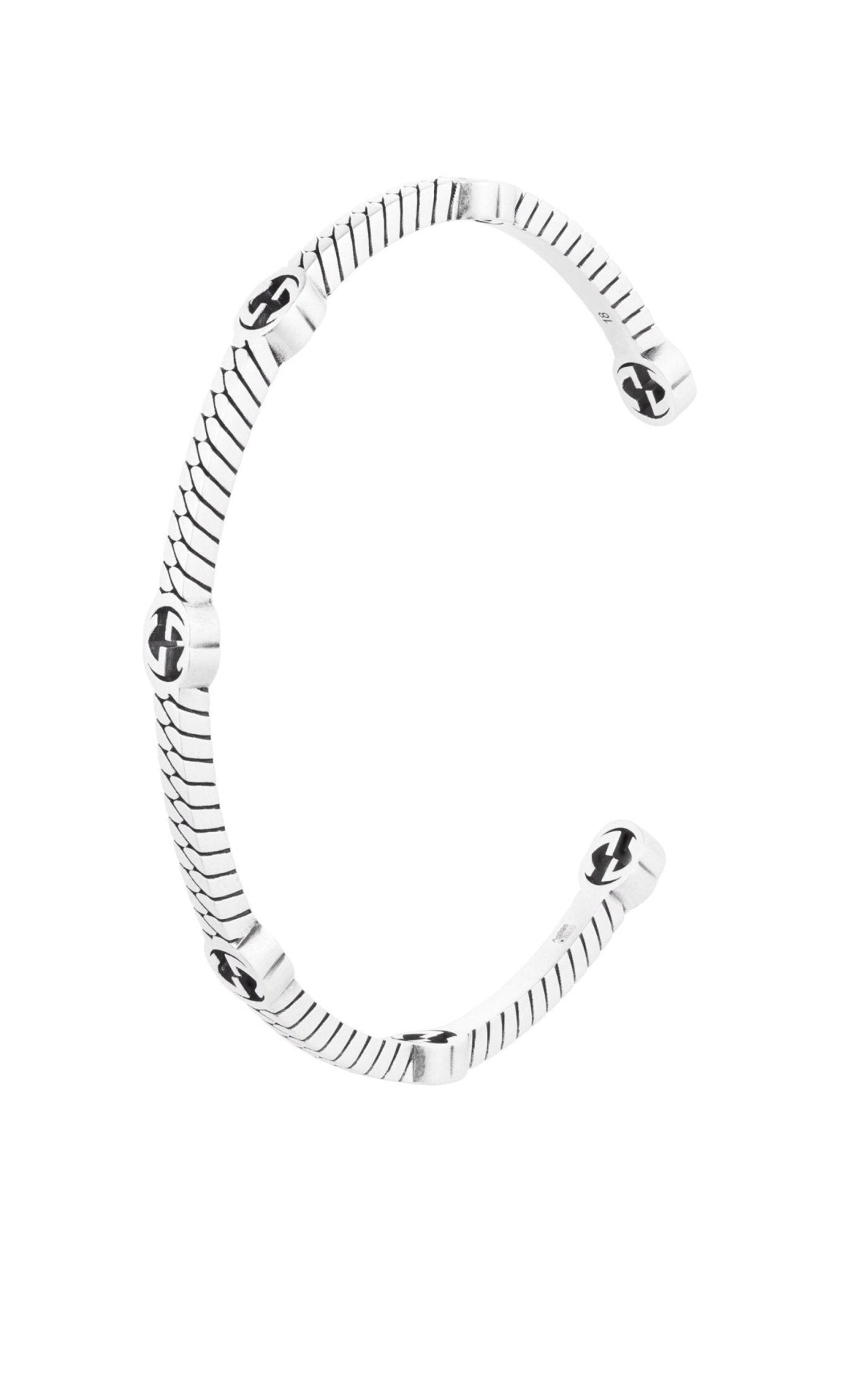 Gucci Thin Interlocking G Sterling Silver Cuff Bracelet - Runway Catalog