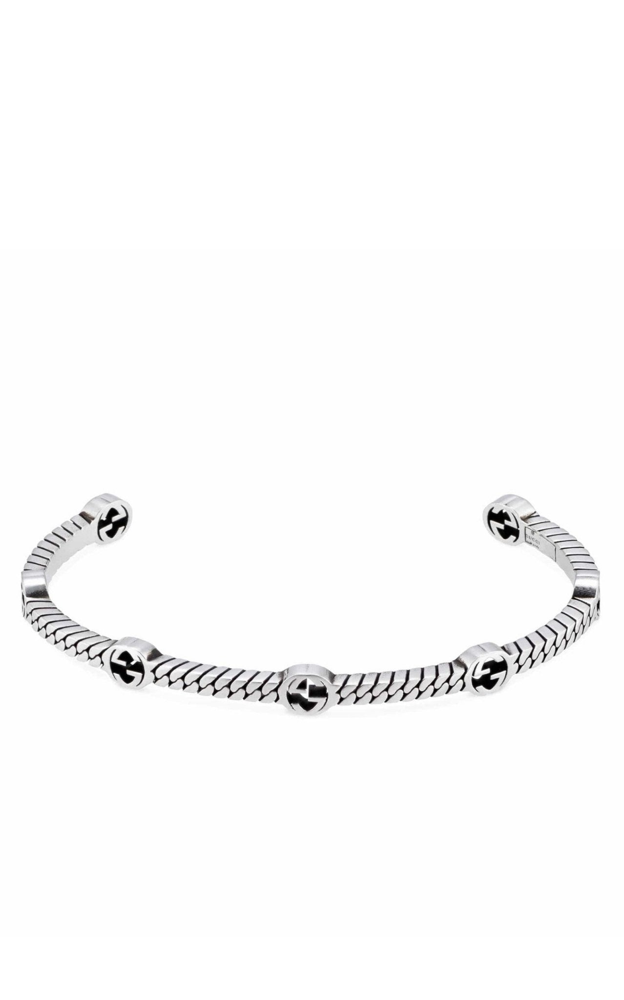 Gucci Thin Interlocking G Sterling Silver Cuff Bracelet - Runway Catalog
