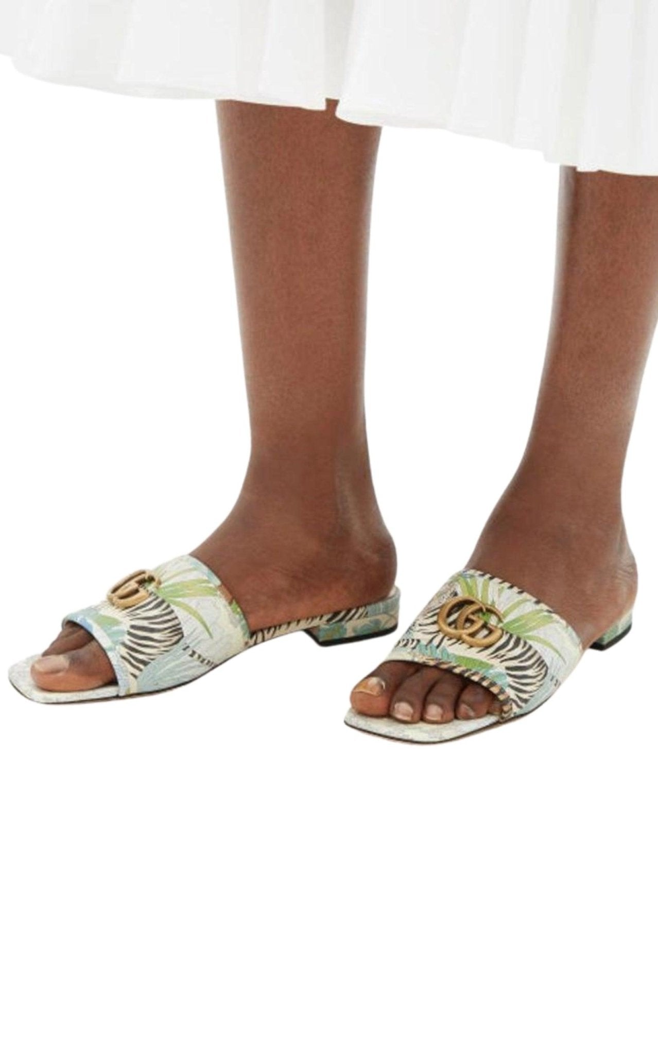 Gucci Tiger - print Leather Slides - Runway Catalog