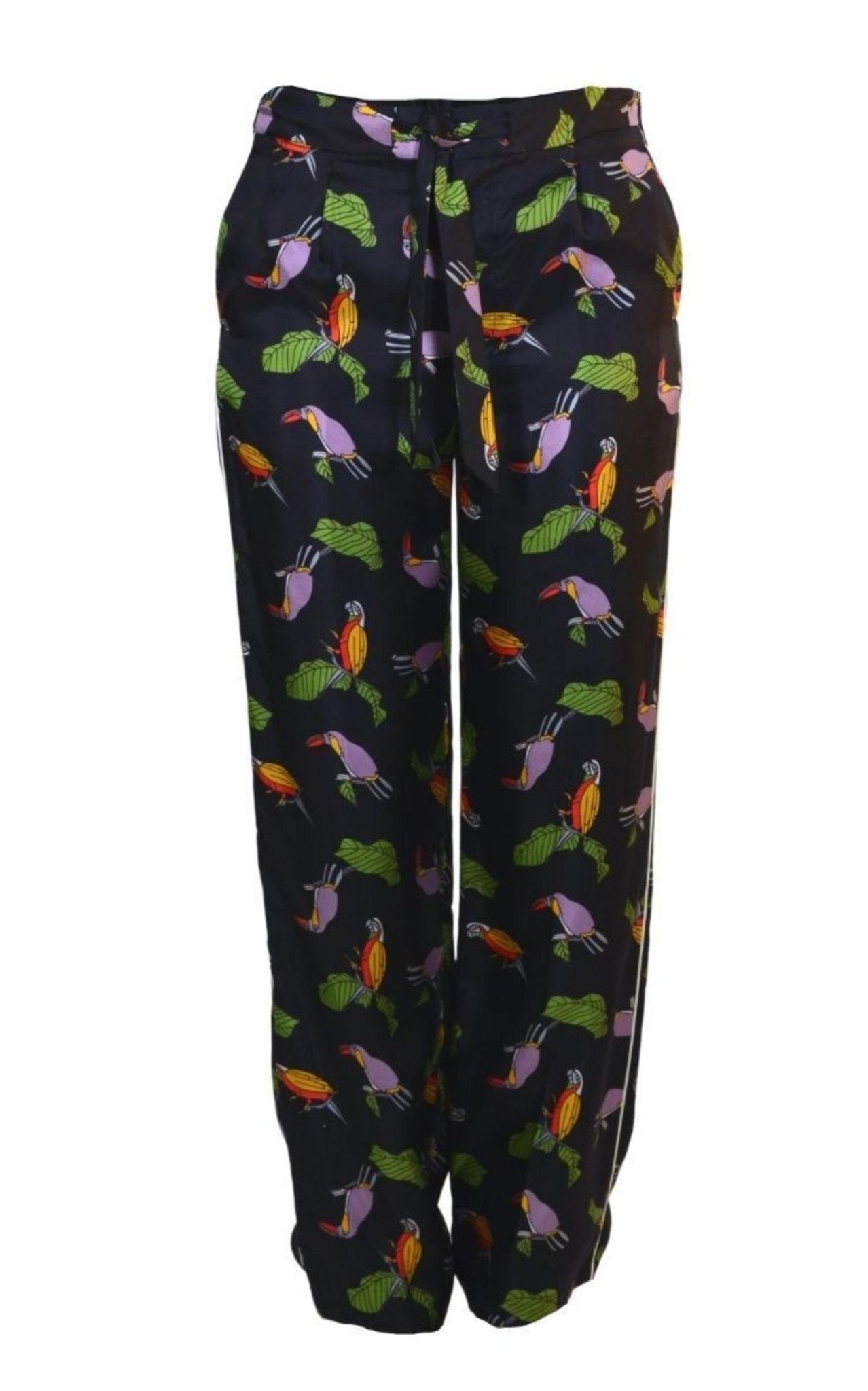 Gucci Toucan Print Pyjama Silk Pants - Runway Catalog