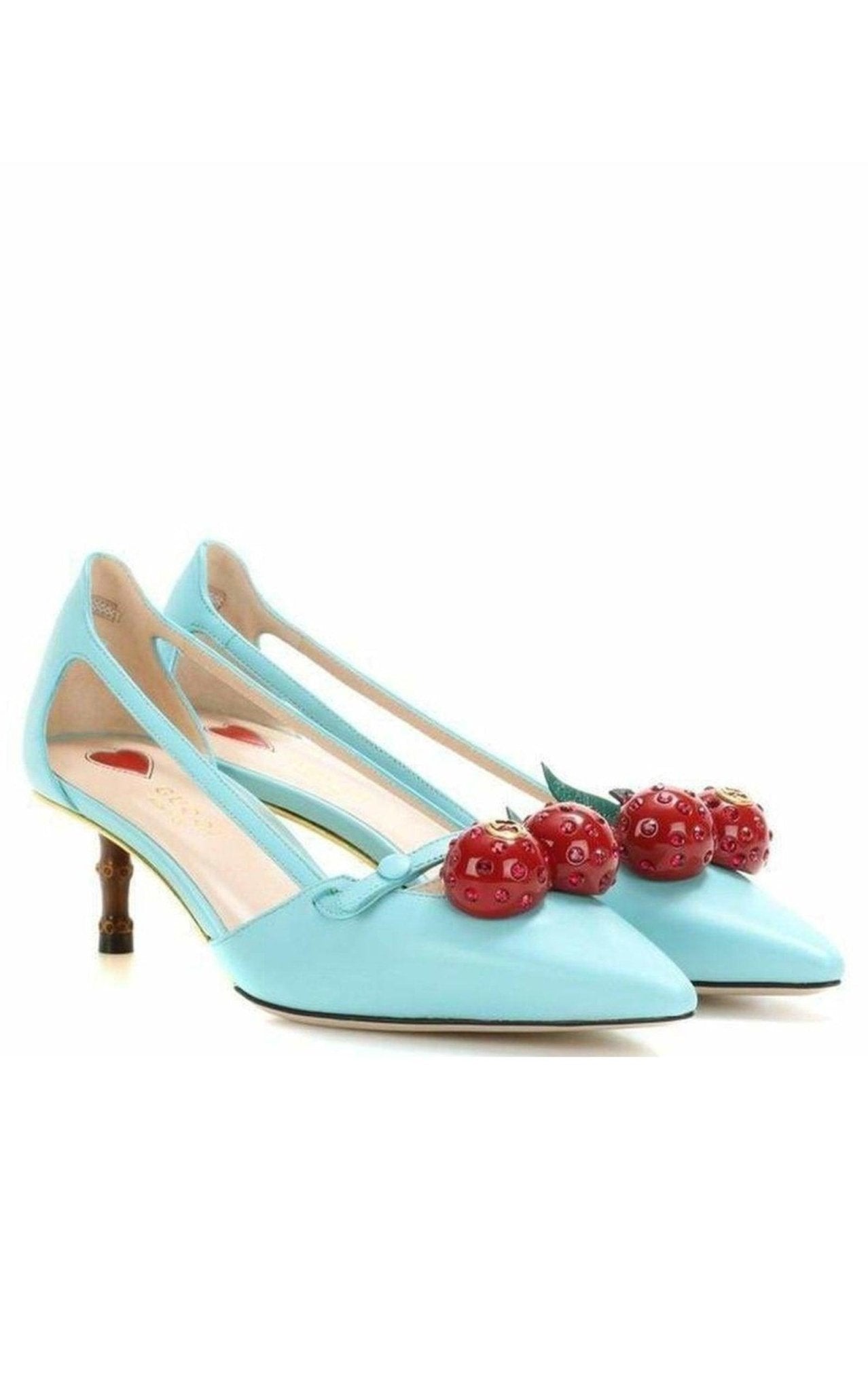 Gucci Unia Aqua Cherry Leather Slingback - Runway Catalog