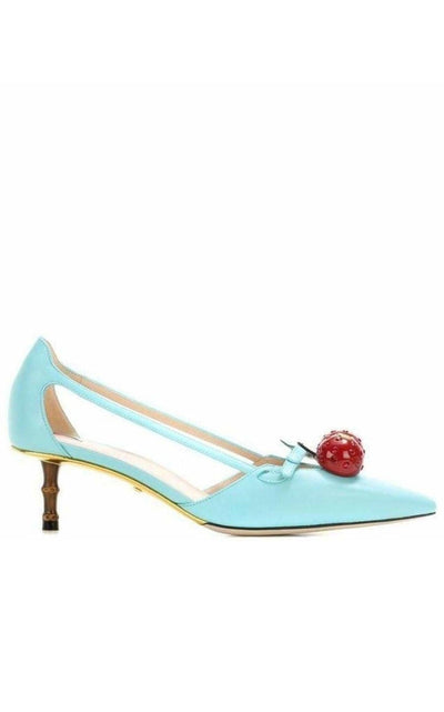 Gucci Unia Aqua Cherry Leather Slingback - Runway Catalog