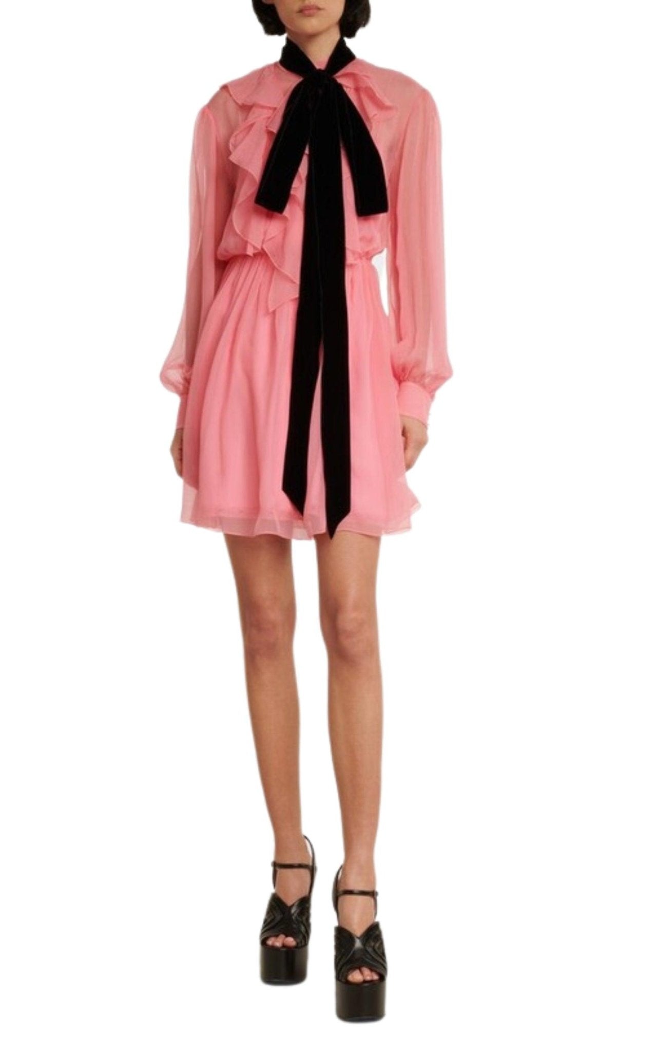 Gucci Velvet Ties Silk - chiffon Dress - Runway Catalog