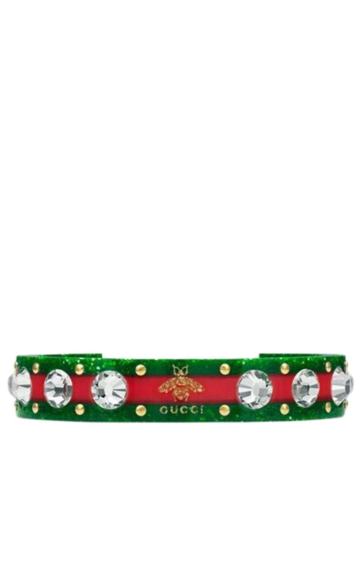 Gucci Vintage Web Cuff Bracelet With Crystals - Runway Catalog
