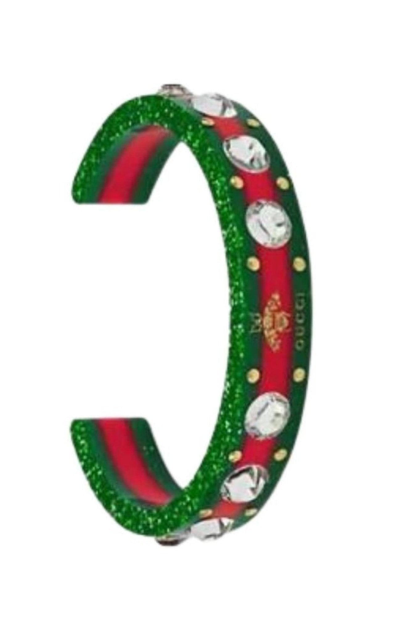 Gucci Vintage Web Cuff Bracelet With Crystals - Runway Catalog