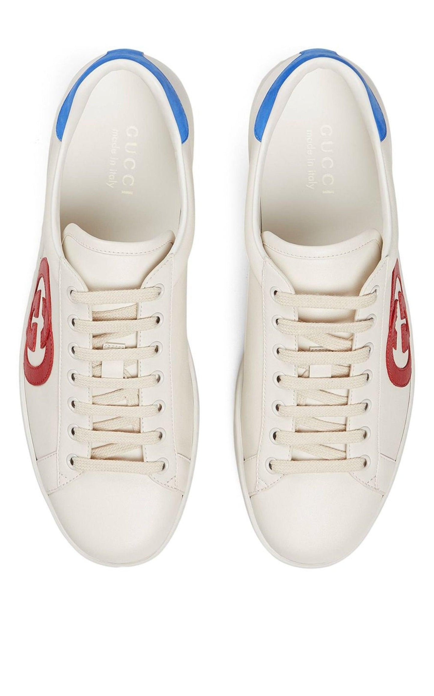 White GG Ace Leather Sneakers Gucci